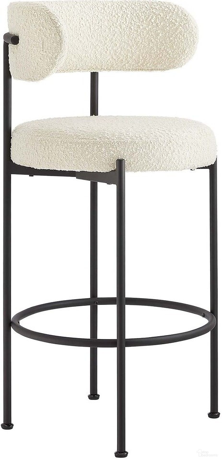 The appearance of Albie Boucle Fabric Bar Stools Set of 2 In Ivory/Black designed by Modway in the modern / contemporary interior design. This ivory/black piece of furniture was selected by 1StopBedrooms from Albie Collection to add a touch of cosiness and style into your home. Sku: EEI-6520-IVO-BLK. Material: Plywood.