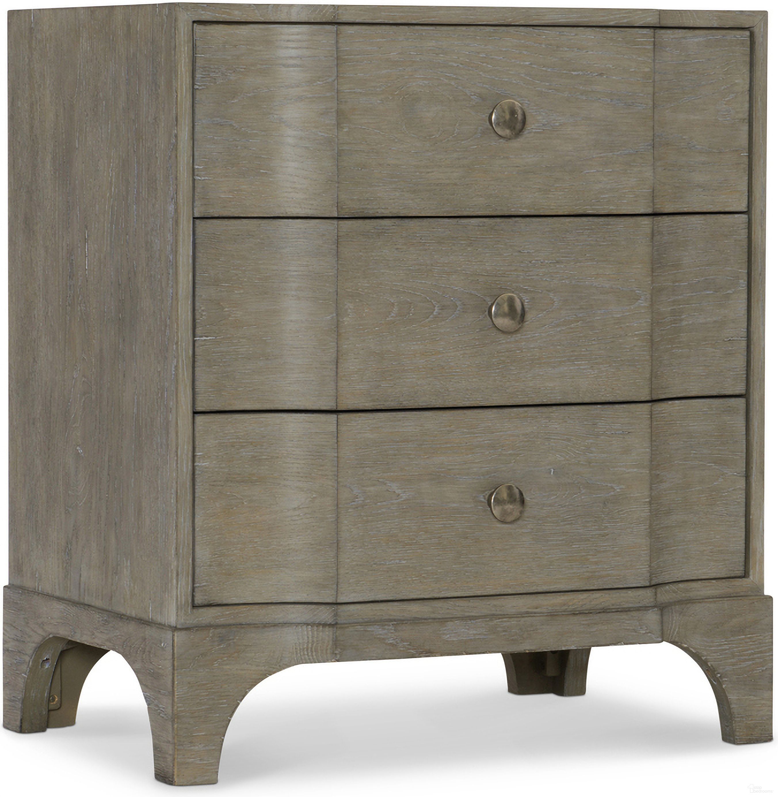 The appearance of Albion Nightstand - 26.5" designed by Bernhardt in the traditional interior design. This pewter piece of furniture  was selected by 1StopBedrooms from Albion Collection to add a touch of cosiness and style into your home. Sku: 311220. Material: Wood.
