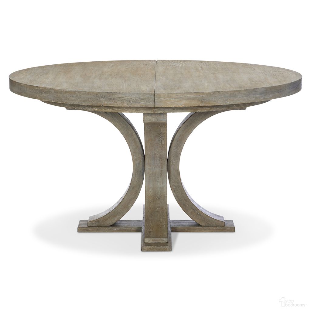 The appearance of Albion Round Dining Table In Pewter designed by Bernhardt in the transitional interior design. This pewter piece of furniture was selected by 1StopBedrooms from Albion Collection to add a touch of cosiness and style into your home. Sku: 311274;311275. Table Base Style: Pedestal. Table Top Shape: Round. Material: Wood. Size: 54".