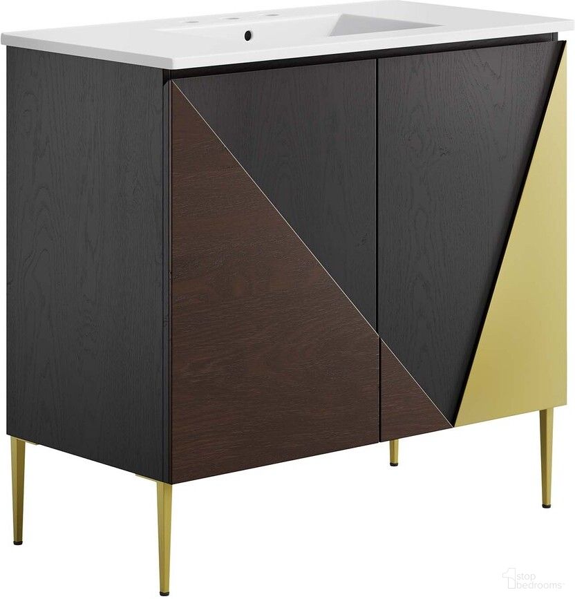The appearance of Alchemist 36 Inch Bathroom Vanity In White Black designed by Modway in the modern / contemporary interior design. This white black piece of furniture  was selected by 1StopBedrooms from Alchemist Collection to add a touch of cosiness and style into your home. Sku: EEI-4203-WHI;EEI-6144-BLK-GLD. Material: Ceramic.