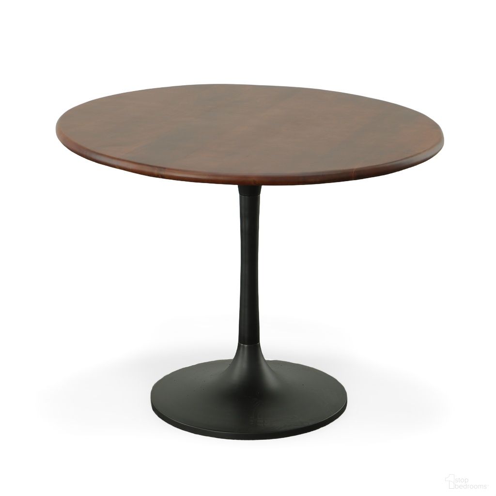 The appearance of Alden Wood Top 36 Inch Round Dining Table In Elm Top and Black Base designed by Carolina Living in the modern / contemporary interior design. This elm and black piece of furniture  was selected by 1StopBedrooms from Alden Collection to add a touch of cosiness and style into your home. Sku: WT3636T-ELMBLK. Table Base Style: Pedestal. Table Top Shape: Round. Size: 36". Material: Mango Wood.