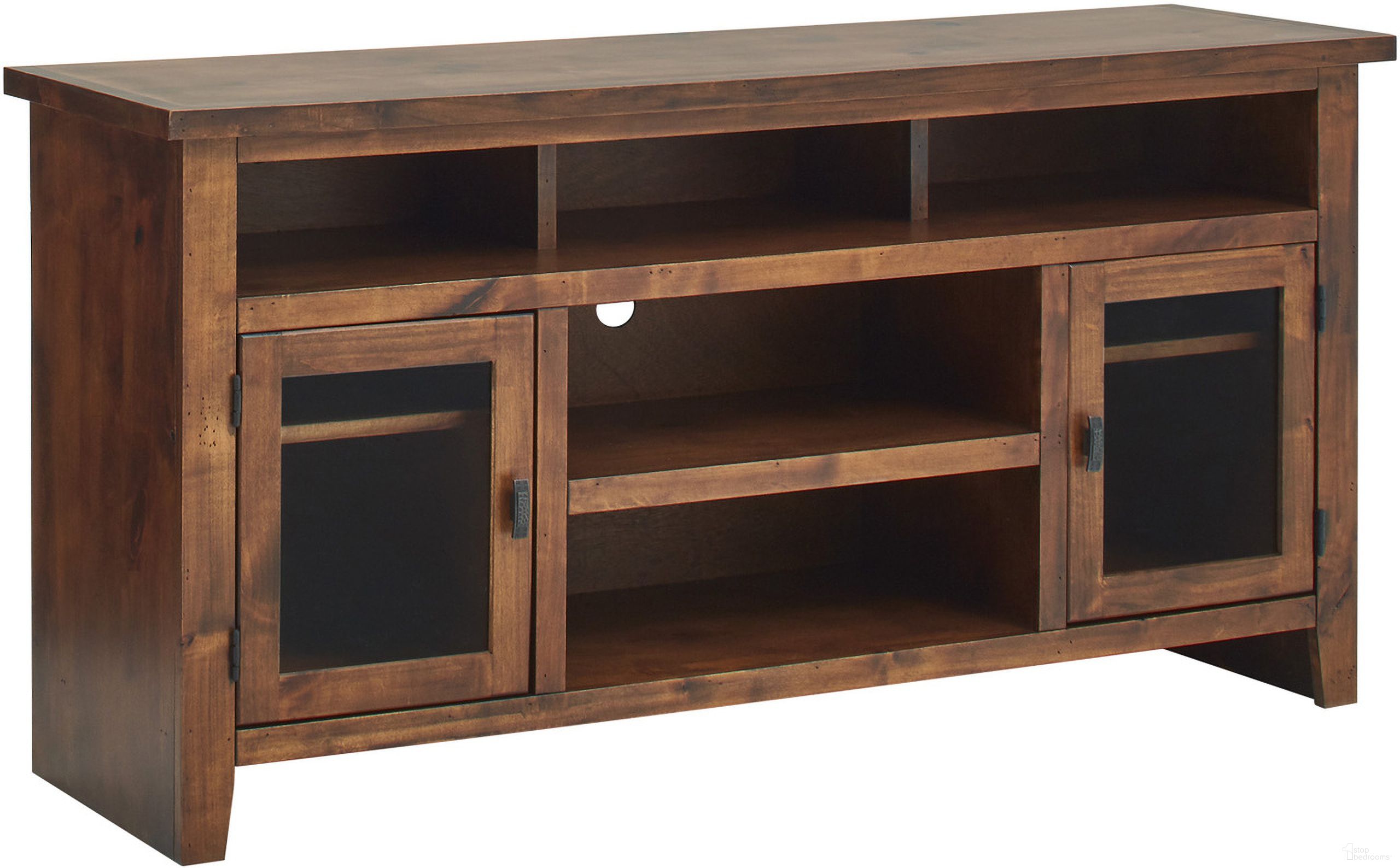 The appearance of Alder Grove 65 Inch Console With Doors In Medium Brown designed by Aspenhome in the rustic / southwestern interior design. This medium brown piece of furniture  was selected by 1StopBedrooms from Alder Grove Collection to add a touch of cosiness and style into your home. Sku: DG1065-FRT. Material: Wood.