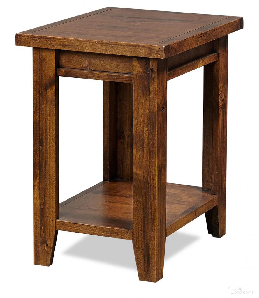 The appearance of Alder Grove Chairside Table In Medium Brown designed by Aspenhome in the rustic / southwestern interior design. This medium brown piece of furniture  was selected by 1StopBedrooms from Alder Grove Collection to add a touch of cosiness and style into your home. Sku: DG913-FRT. Material: Wood.