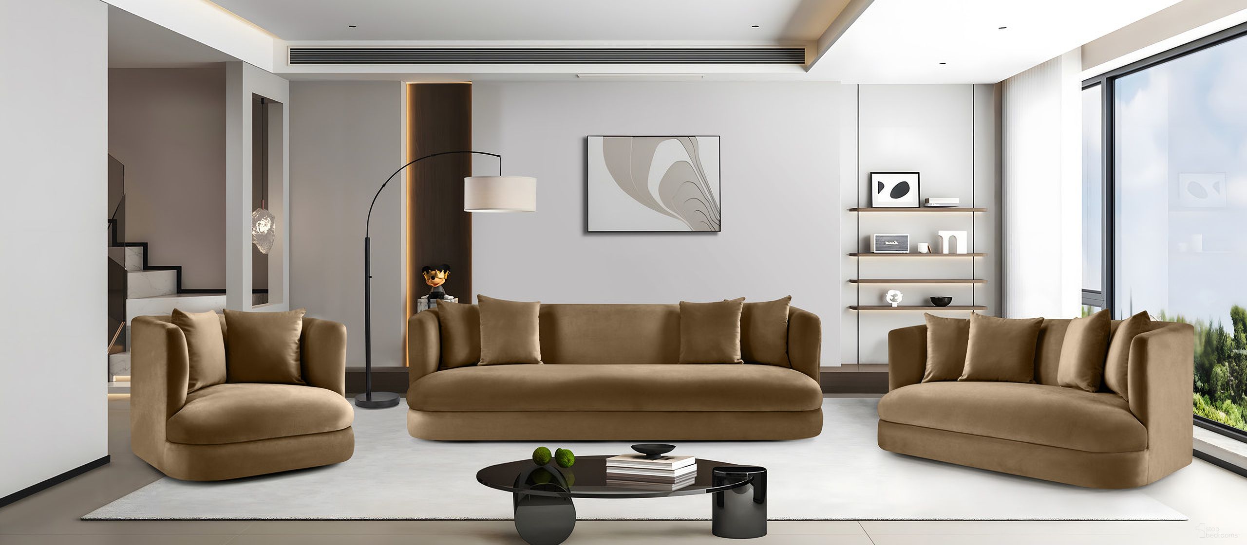 Alder Living Room Set In Beige Velvet