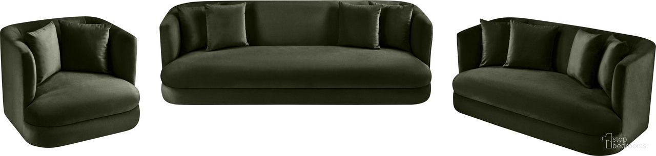 The appearance of Alder Living Room Set In Green Velvet designed by Meridian in the modern / contemporary interior design. This green velvet piece of furniture  was selected by 1StopBedrooms from Alder Collection to add a touch of cosiness and style into your home. Sku: 699Green-S;699Green-L. Material: Velvet.