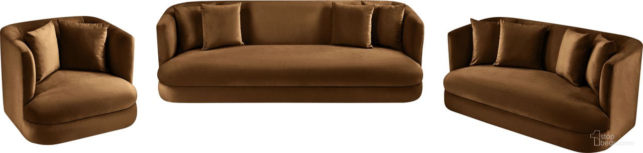Alder Velvet Living Room Set In Saddle
