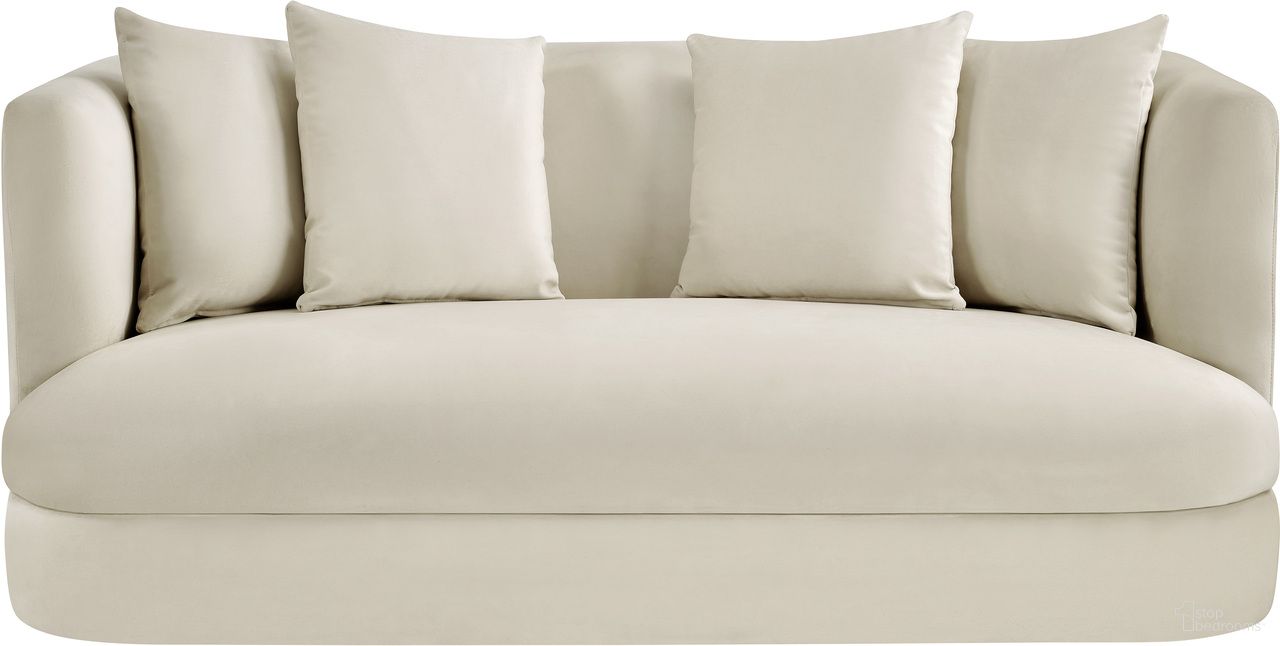 The appearance of Alder Velvet Loveseat In Cream Velvet designed by Meridian in the modern / contemporary interior design. This cream velvet piece of furniture was selected by 1StopBedrooms from Alder Collection to add a touch of cosiness and style into your home. Sku: 699Cream-L. Material: Velvet.