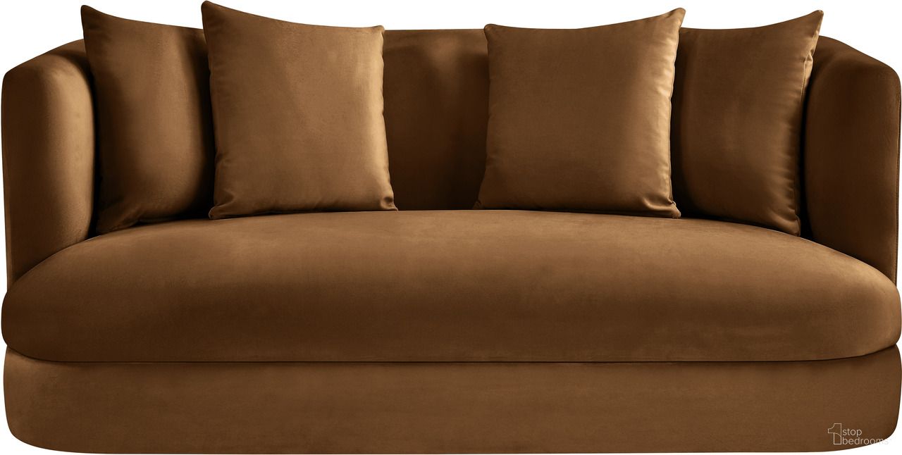 Alder Velvet Loveseat In Saddle