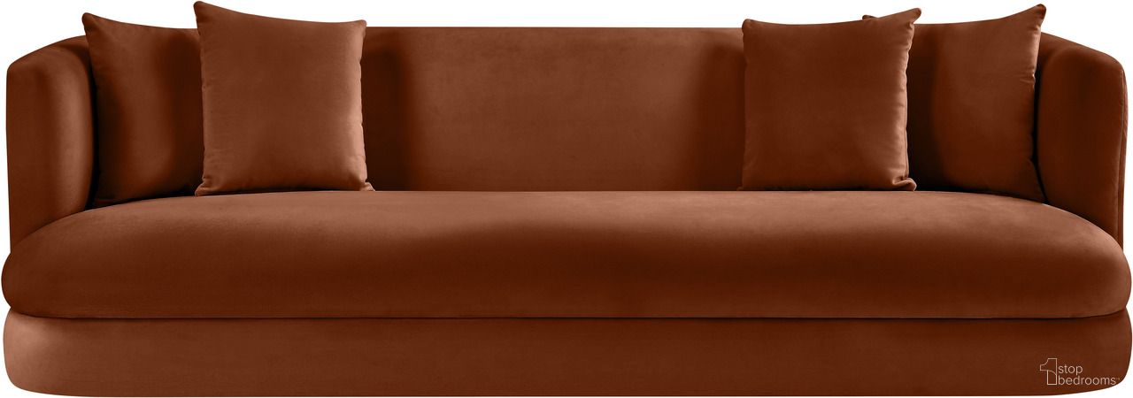 The appearance of Alder Velvet Sofa In Cognac Velvet designed by Meridian in the modern / contemporary interior design. This cognac velvet piece of furniture was selected by 1StopBedrooms from Alder Collection to add a touch of cosiness and style into your home. Sku: 699Cognac-S. Material: Velvet.