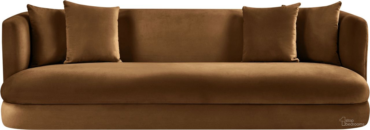 Alder Velvet Sofa In Saddle
