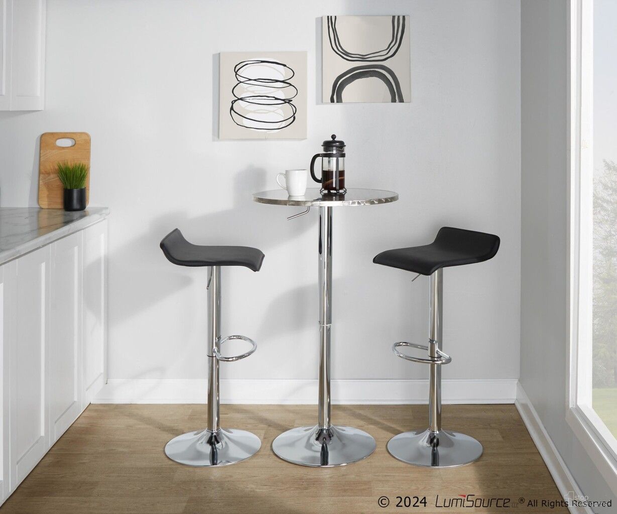 The appearance of Ale Bistro Round Adjustable Bar Set with Oval Footrest In Silver and Black designed by Lumisource in the modern / contemporary interior design. This silver and black piece of furniture was selected by 1StopBedrooms from Ale Collection to add a touch of cosiness and style into your home. Sku: BT-TLBISTRO23RN;BS-ALE BK2. Material: Foam.