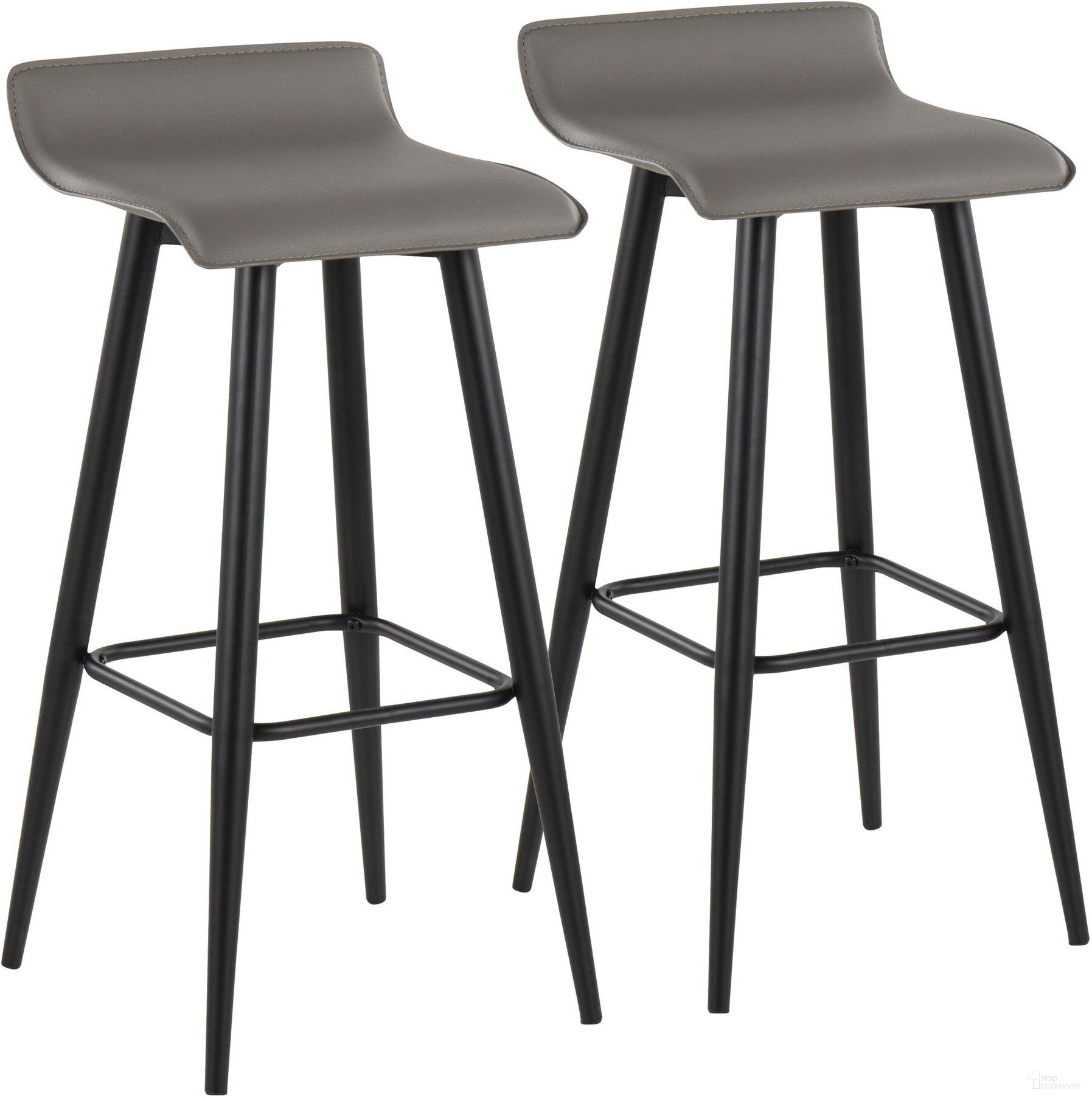 The appearance of Ale Fixed-Height Bar Stool Set of 2 in Black Steel and Grey Faux Leather designed by Lumisource in the modern / contemporary interior design. This grey piece of furniture was selected by 1StopBedrooms from Ale Collection to add a touch of cosiness and style into your home. Sku: B30-ALE BKGY2. Material: Steel.