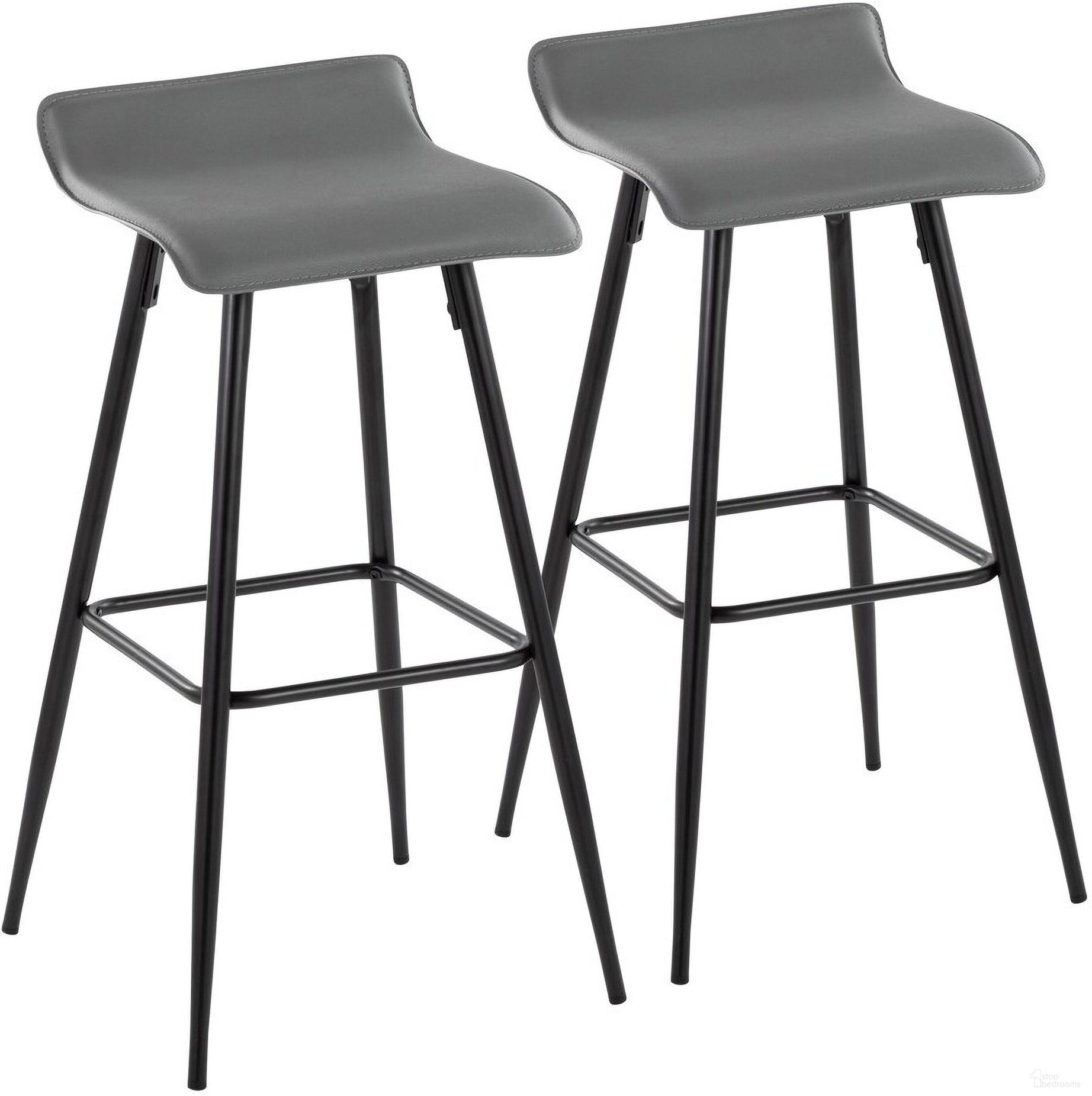 The appearance of Ale Fixed Height Bar Stool Set of 2 In Grey designed by Lumisource in the modern / contemporary interior design. This grey piece of furniture was selected by 1StopBedrooms from Ale Collection to add a touch of cosiness and style into your home. Sku: B30-ALE BKDGY2. Material: Leather.
