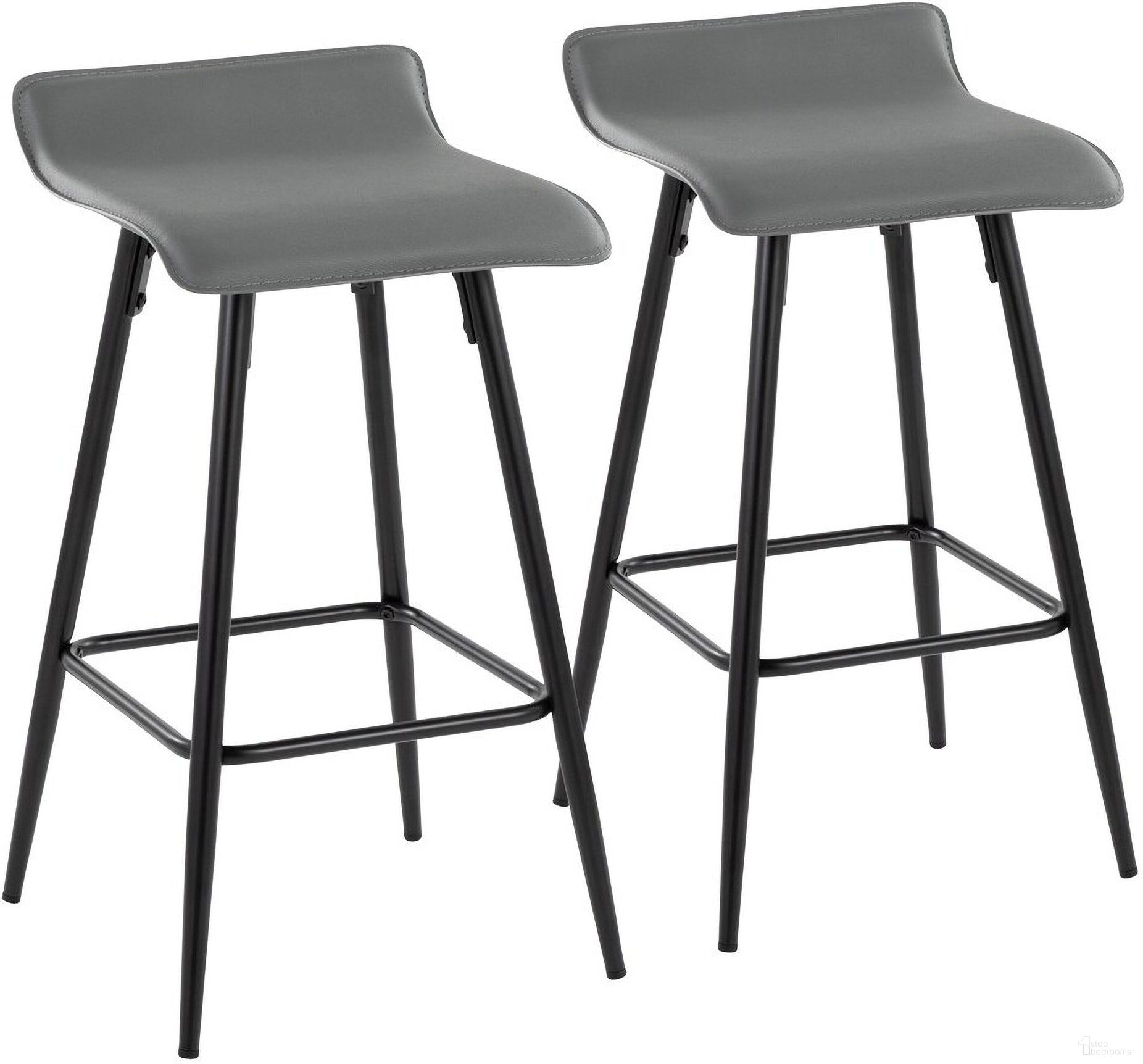 The appearance of Ale Fixed Height Counter Stool Set of 2 In Grey designed by Lumisource in the modern / contemporary interior design. This grey piece of furniture was selected by 1StopBedrooms from Ale Collection to add a touch of cosiness and style into your home. Sku: B26-ALE BKDGY2. Material: Leather.