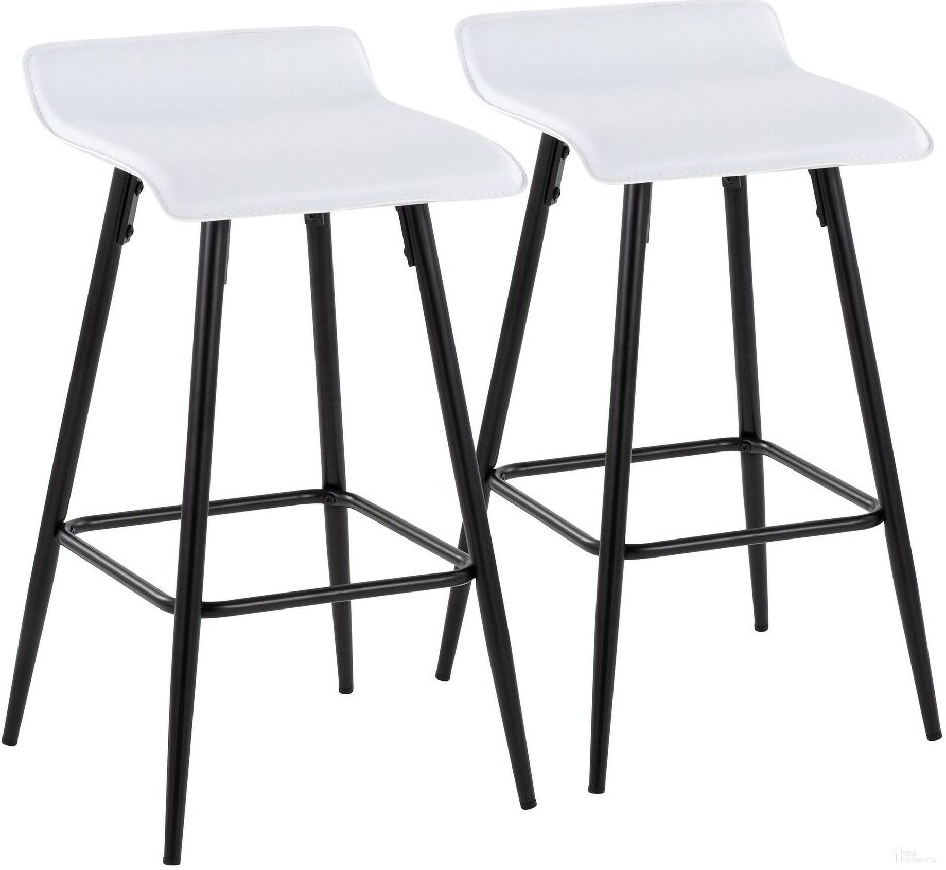 The appearance of Ale Fixed Height Counter Stool Set of 2 In White designed by Lumisource in the modern / contemporary interior design. This white piece of furniture was selected by 1StopBedrooms from Ale Collection to add a touch of cosiness and style into your home. Sku: B26-ALE BKW2. Material: Leather.