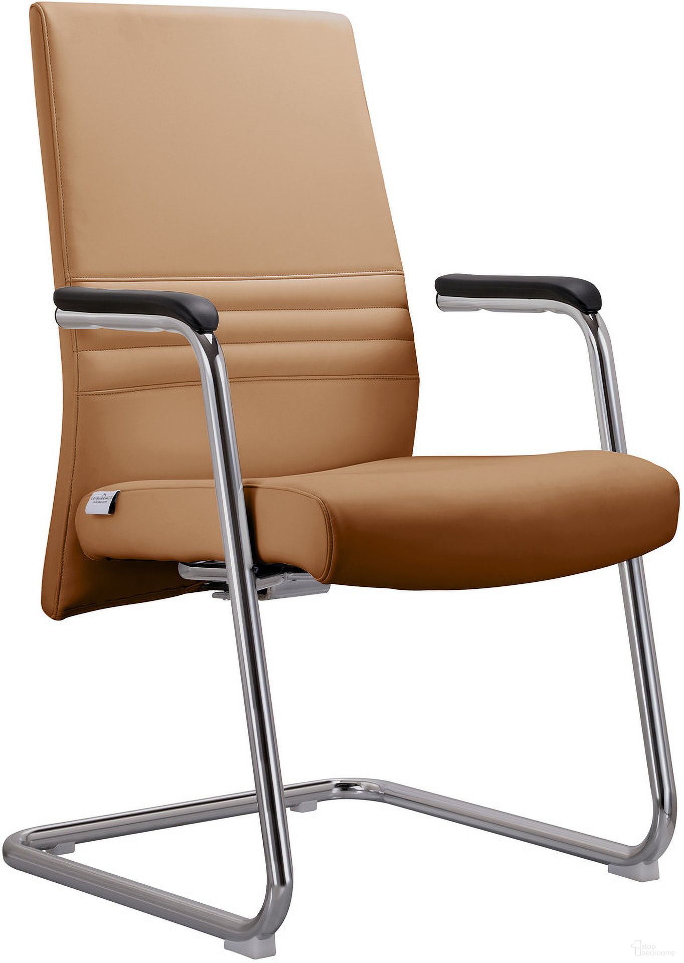 Aleen Series Guest Office Chair In Acorn Brown Leather