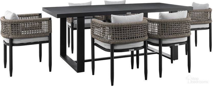 Alegria Outdoor Patio 7 Piece Dining Table Set In Light Gray