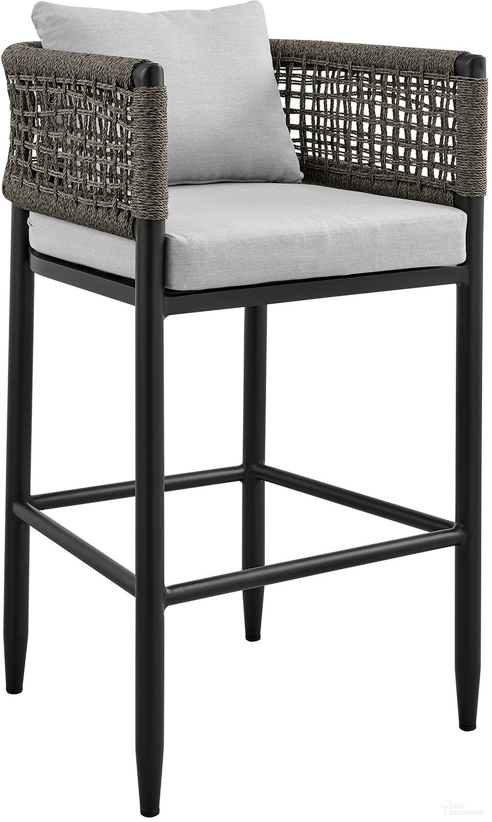 The appearance of Alegria Outdoor Patio Bar Stool In Light Gray designed by Armen Living in the modern / contemporary interior design. This light gray piece of furniture was selected by 1StopBedrooms from Alegria Collection to add a touch of cosiness and style into your home. Sku: LCAFBABL30. Material: Aluminum.