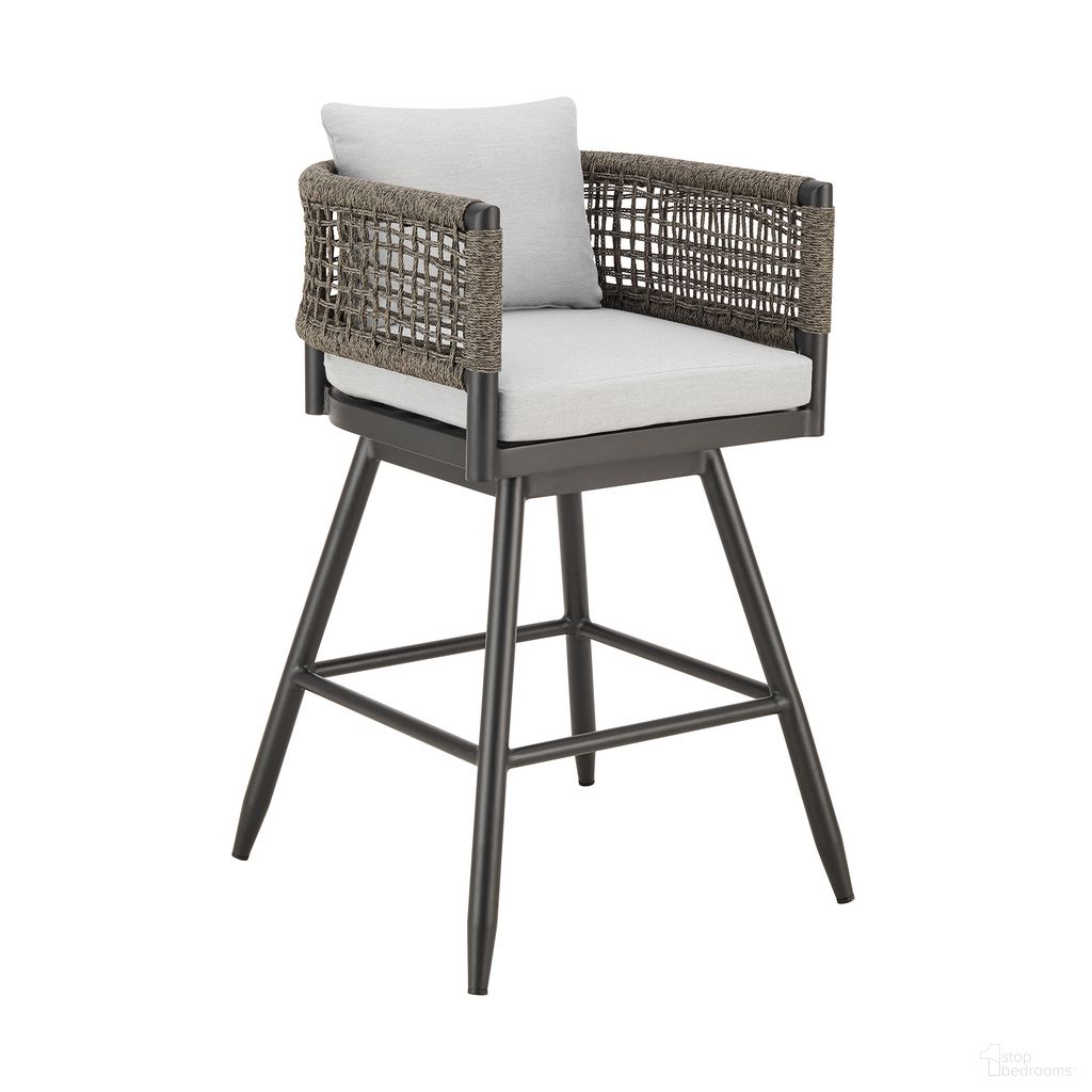 The appearance of Alegria Outdoor Patio Swivel Counter Stool In Light Gray designed by Armen Living in the modern / contemporary interior design. This light gray piece of furniture was selected by 1StopBedrooms from Alegria Collection to add a touch of cosiness and style into your home. Sku: LCAFSWBABL26. Material: Aluminum.
