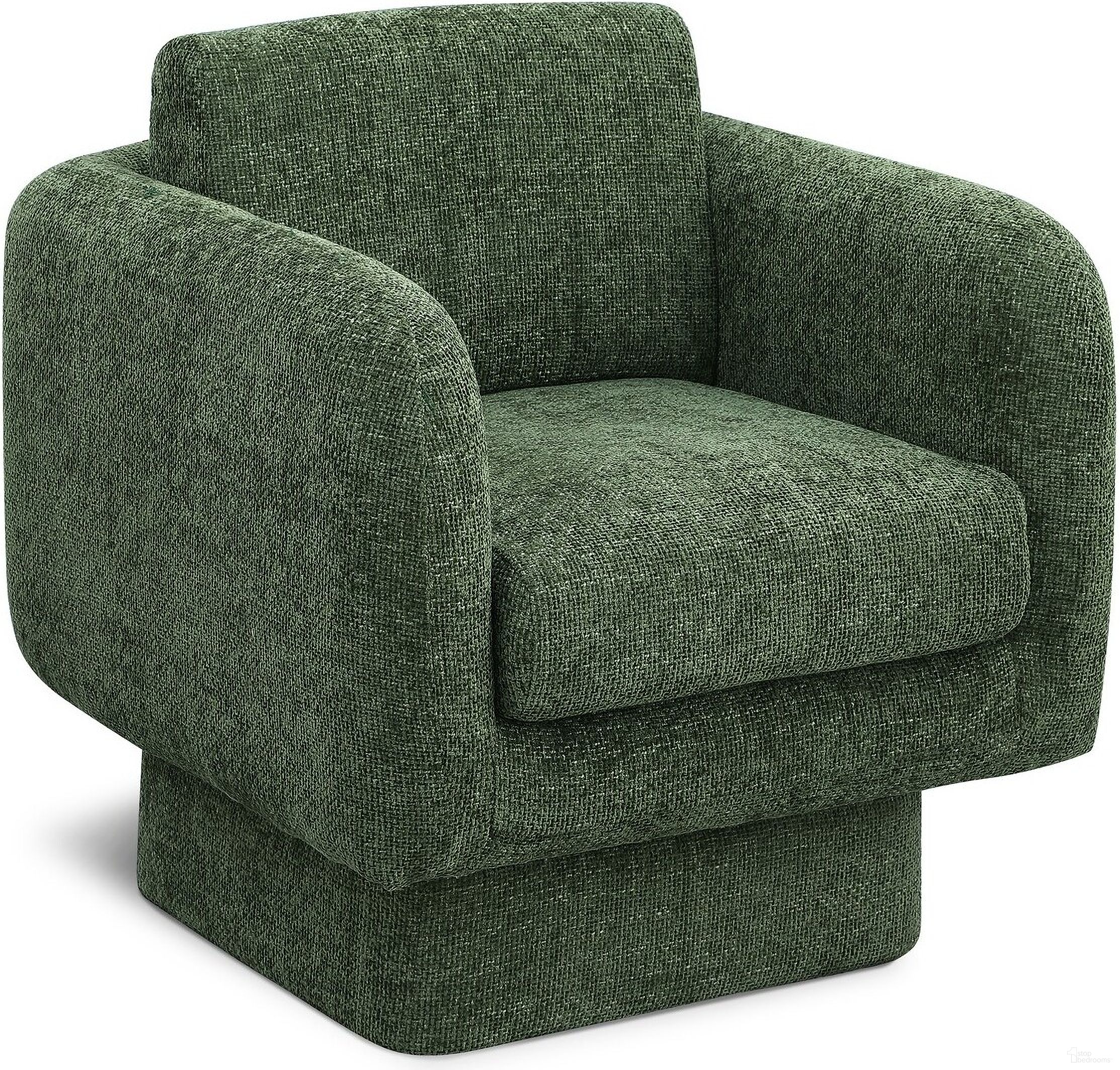 Alessandra Chenille Fabric Swivel Accent Chair In Green