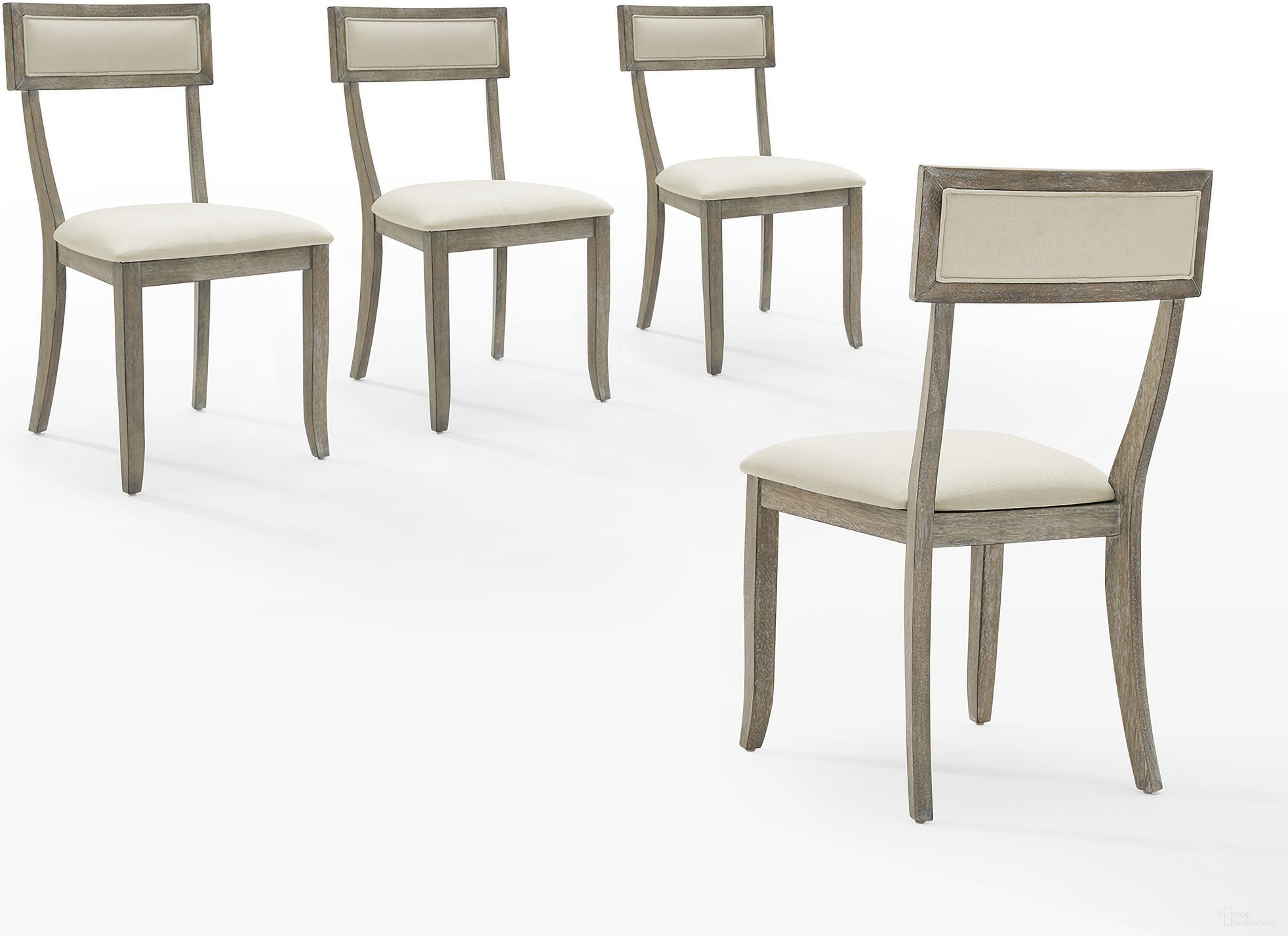 Alessia 4-Piece Dining Chair Set In Rustic Gray Wash and Creme
