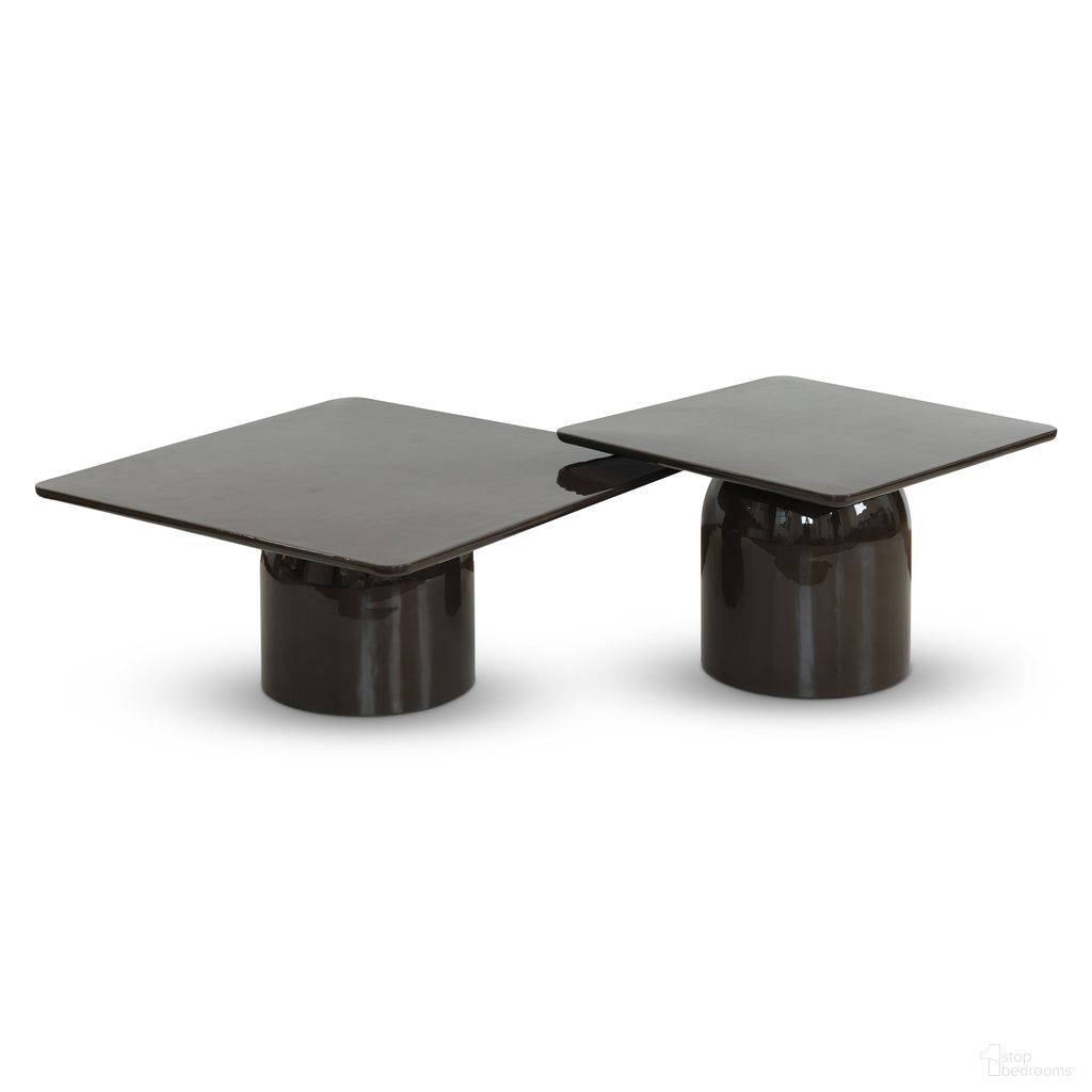 Alessia Coffee Table Set Of 2 In Deep Umber Brown