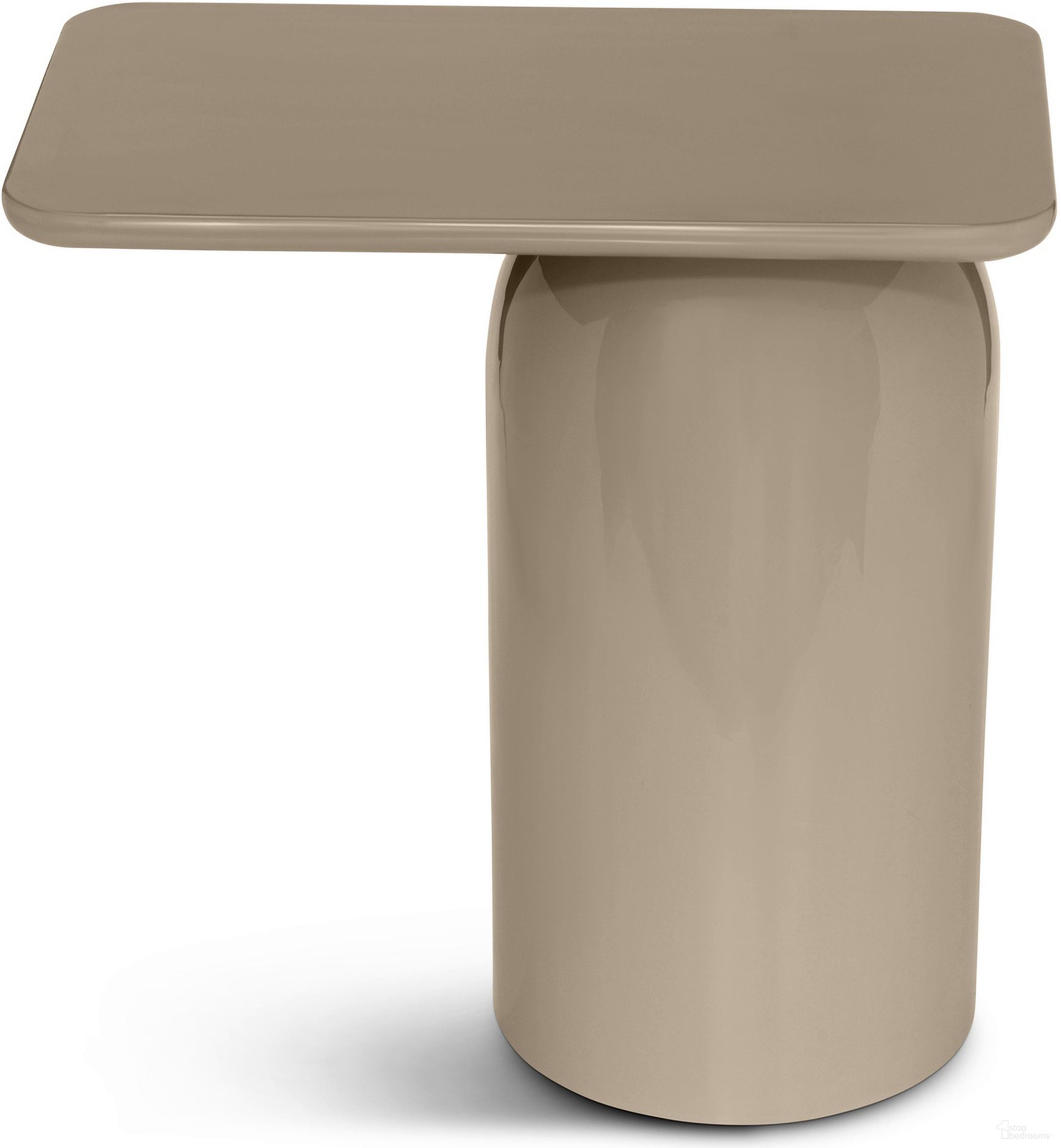 The appearance of Alessia End Table In Latte Taupe designed by Urbia in the modern / contemporary interior design. This latte taupe piece of furniture  was selected by 1StopBedrooms from Alessia Collection to add a touch of cosiness and style into your home. Sku: ISN-ALESSIA-ET-LT. Material: Enamel.