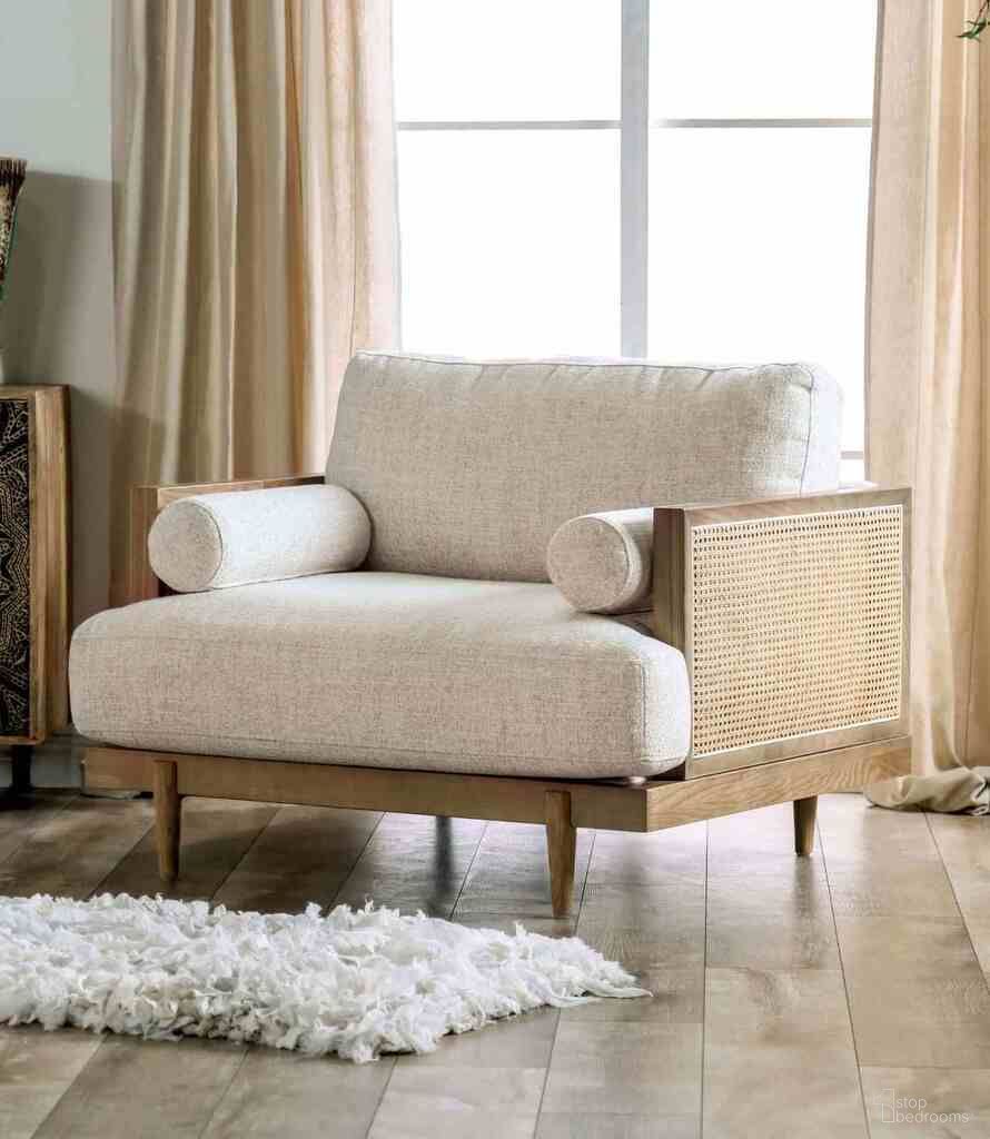 The appearance of Alesund Chair In Beige and Light Oak designed by Furniture of America in the modern / contemporary interior design. This beige and light oak piece of furniture was selected by 1StopBedrooms from Alesund Collection to add a touch of cosiness and style into your home. Sku: CM9981-CH. Material: Rattan.