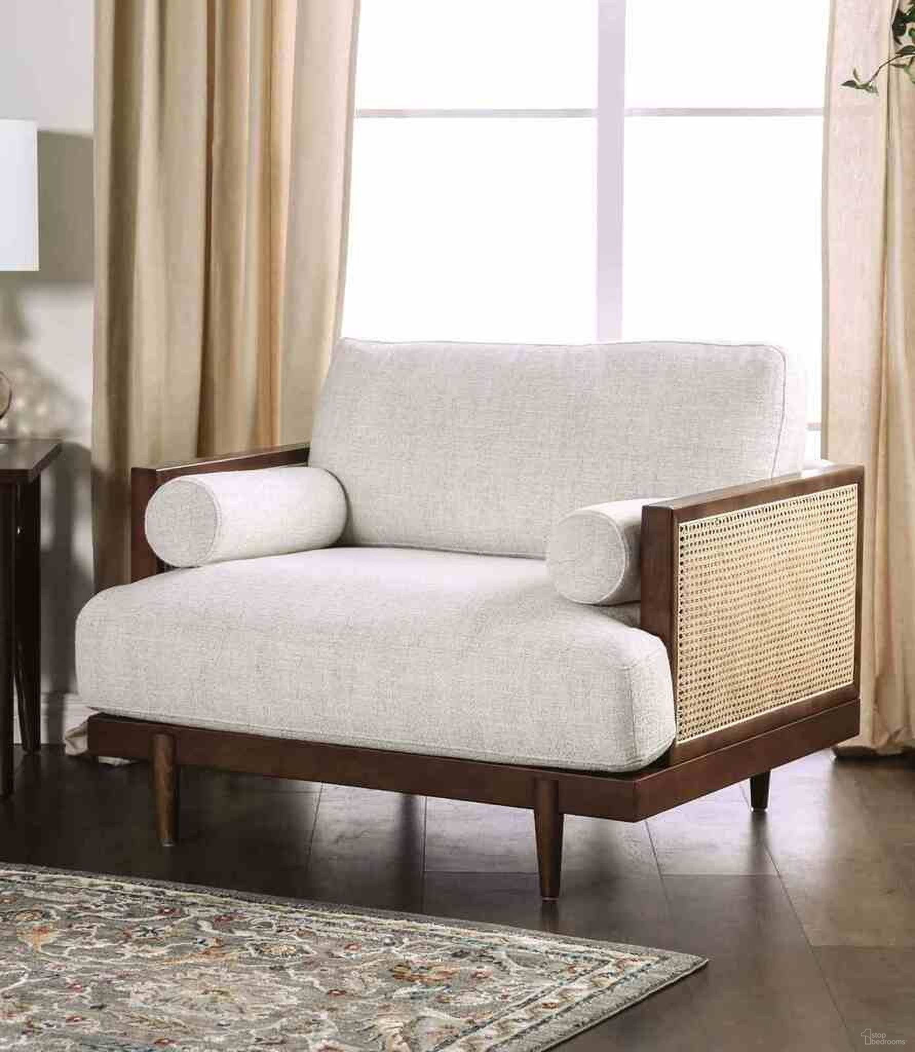 The appearance of Alesund Chair In Beige and Walnut designed by Furniture of America in the modern / contemporary interior design. This walnut and beige piece of furniture was selected by 1StopBedrooms from Alesund Collection to add a touch of cosiness and style into your home. Sku: CM9982-CH. Material: Rattan.