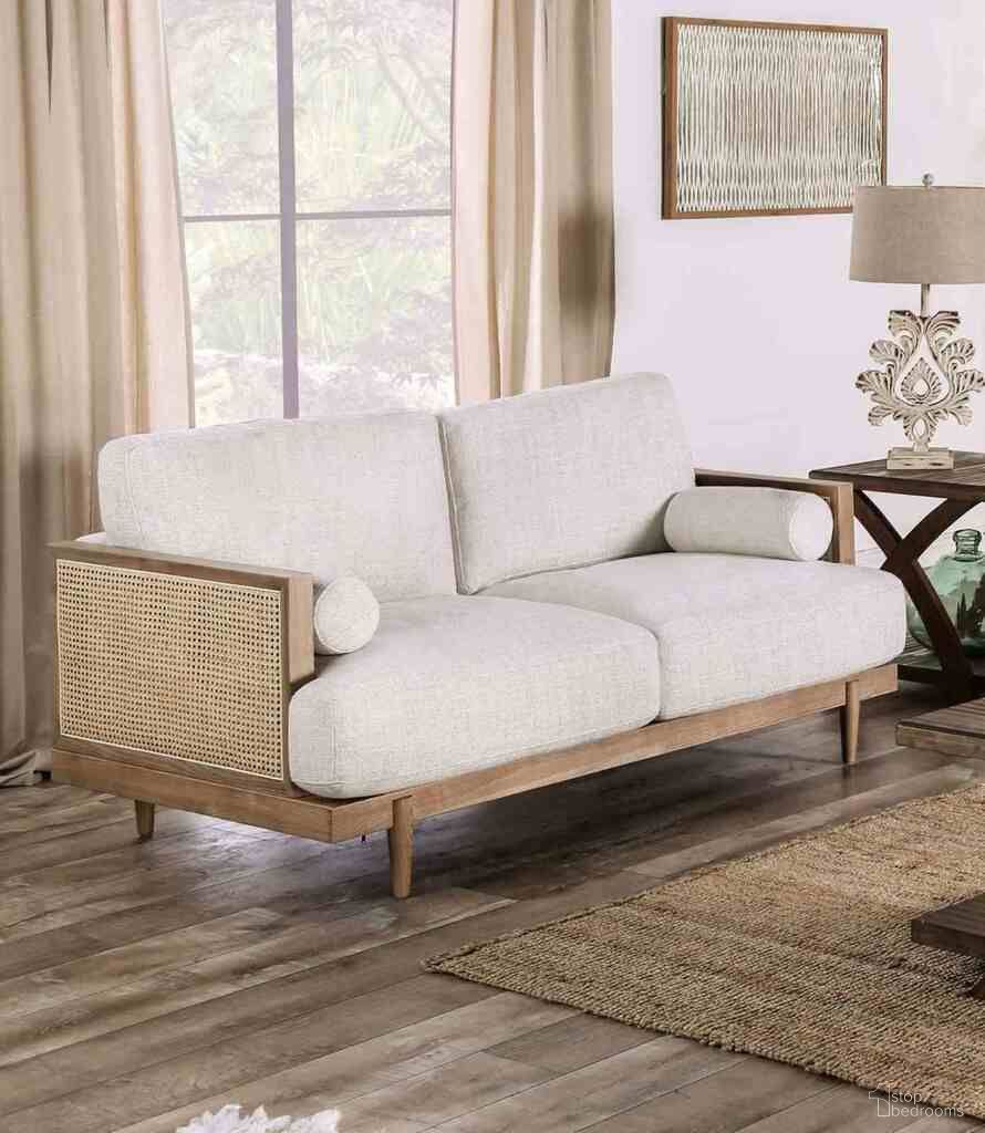 The appearance of Alesund Loveseat In Beige and Light Oak designed by Furniture of America in the modern / contemporary interior design. This beige and light oak piece of furniture  was selected by 1StopBedrooms from Alesund Collection to add a touch of cosiness and style into your home. Sku: CM9981-LV. Material: Rattan.