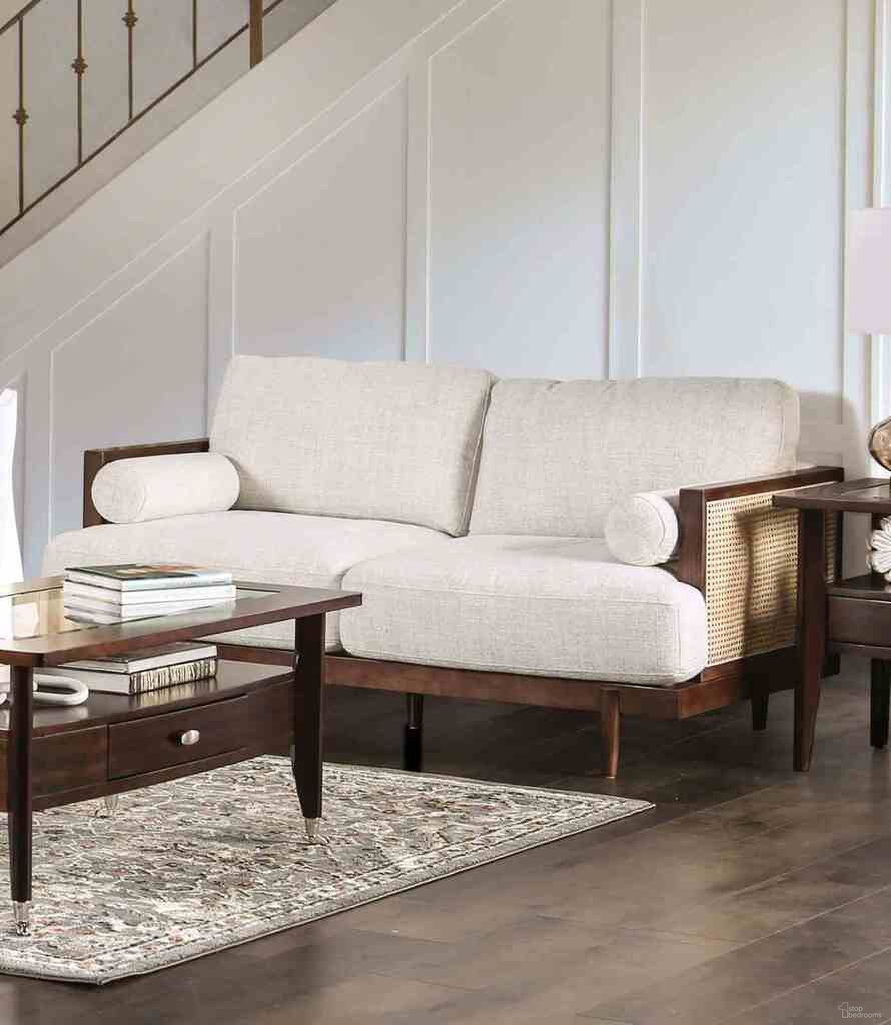 The appearance of Alesund Loveseat In Beige and Walnut designed by Furniture of America in the modern / contemporary interior design. This walnut and beige piece of furniture was selected by 1StopBedrooms from Alesund Collection to add a touch of cosiness and style into your home. Sku: CM9982-LV. Material: Rattan.