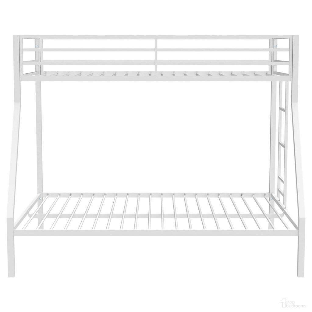 The appearance of Alevera Metal Twin Over Full Bunk Bed with Ladder In White designed by Coaster in the transitional interior design. This white piece of furniture  was selected by 1StopBedrooms from Alevera Collection to add a touch of cosiness and style into your home. Sku: 460365WHT. Bed Type: Bunk Bed. Material: Steel. Bed Size: Twin Over Full.