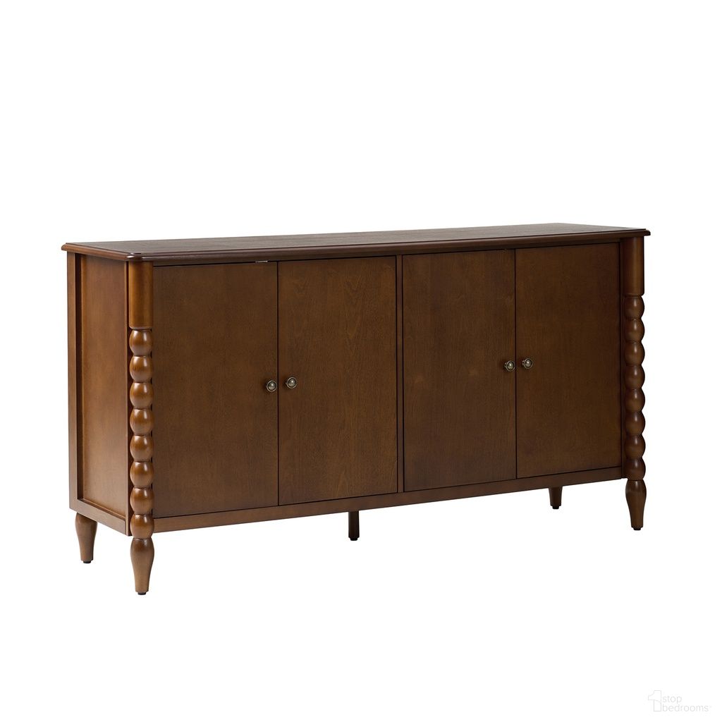 The appearance of Alex 4-Door Sideboard In Brown designed by Karat Home in the modern / contemporary interior design. This brown piece of furniture was selected by 1StopBedrooms from Alex Collection to add a touch of cosiness and style into your home. Sku: SBRB1512-BRN. Material: Engineered Wood.