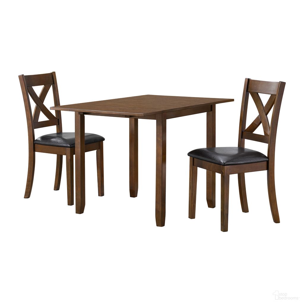Alexa 3-Piece Dining Room Set with Drop Leaf Table In Brown and Espresso