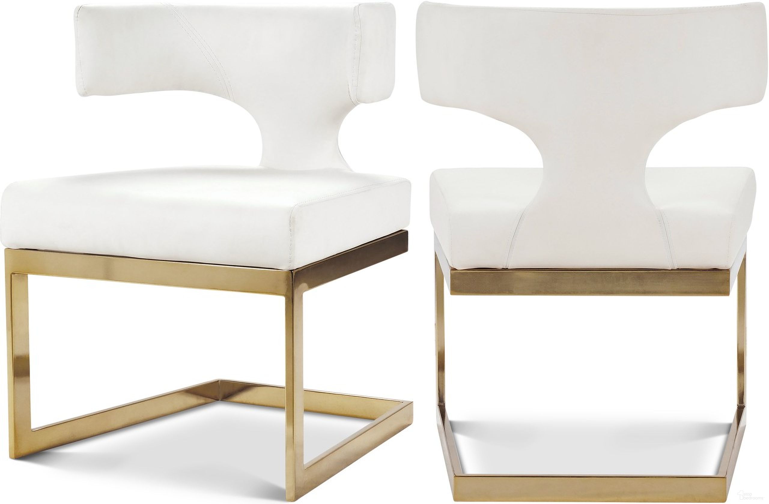 The appearance of Alexandra Vegan Leather Dining Chair In White/Gold designed by Meridian in the modern / contemporary interior design. This white piece of furniture was selected by 1StopBedrooms from Alexandra Collection to add a touch of cosiness and style into your home. Sku: 953White-C. Material: Wood. Chair Type: Side Chair.