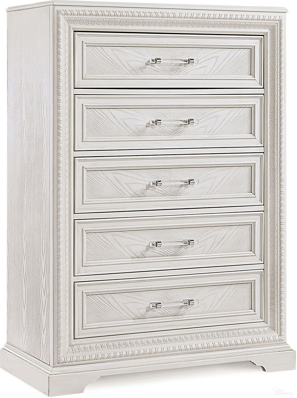 The appearance of Alexandria Chest In White designed by Crown Mark in the transitional interior design. This white piece of furniture was selected by 1StopBedrooms from Alexandria Collection to add a touch of cosiness and style into your home. Sku: B1650N-4. Material: MDF.
