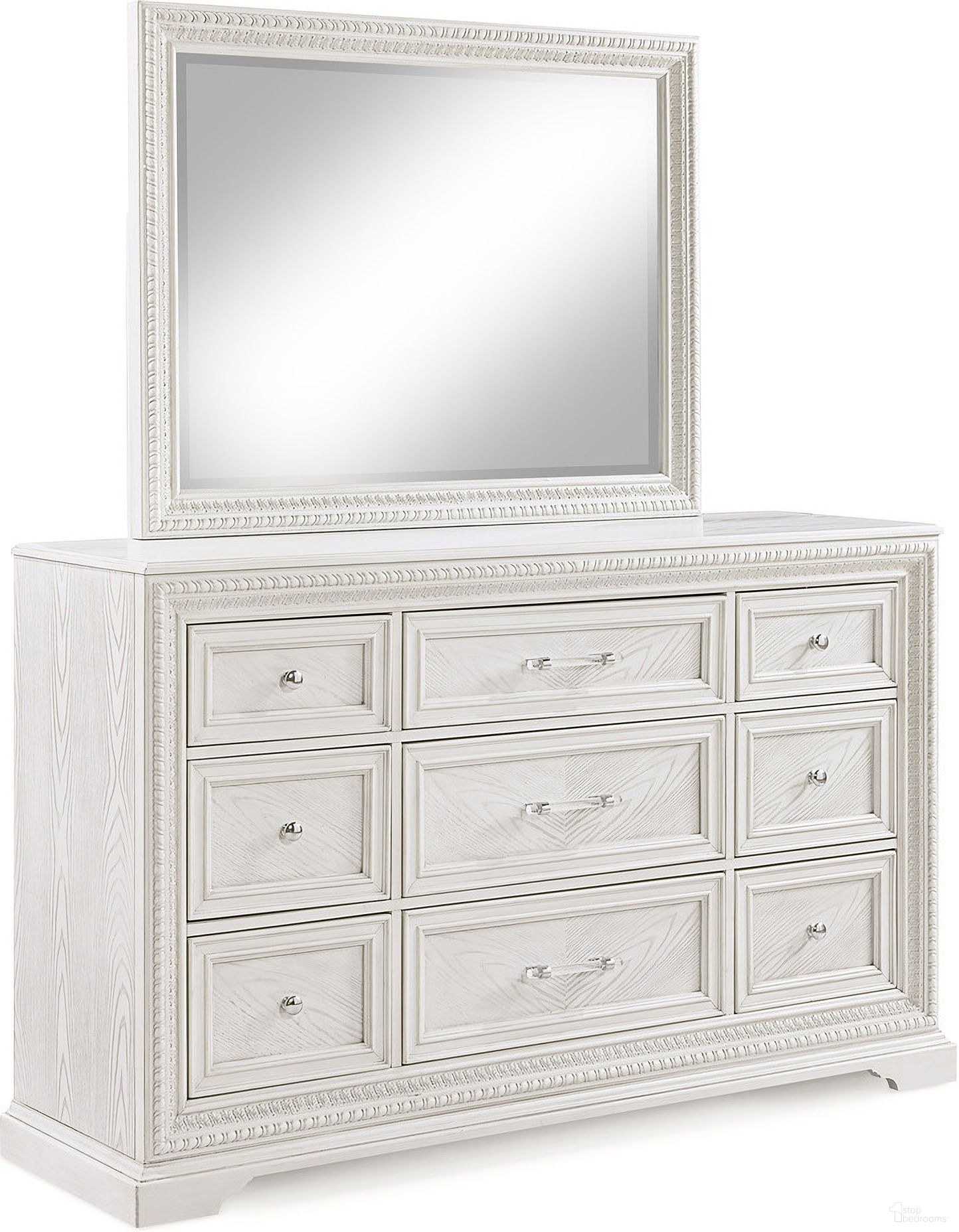 The appearance of Alexandria Dresser Mirror In White designed by Crown Mark in the transitional interior design. This white piece of furniture  was selected by 1StopBedrooms from Alexandria Collection to add a touch of cosiness and style into your home. Sku: B1650N-11. Material: MDF.