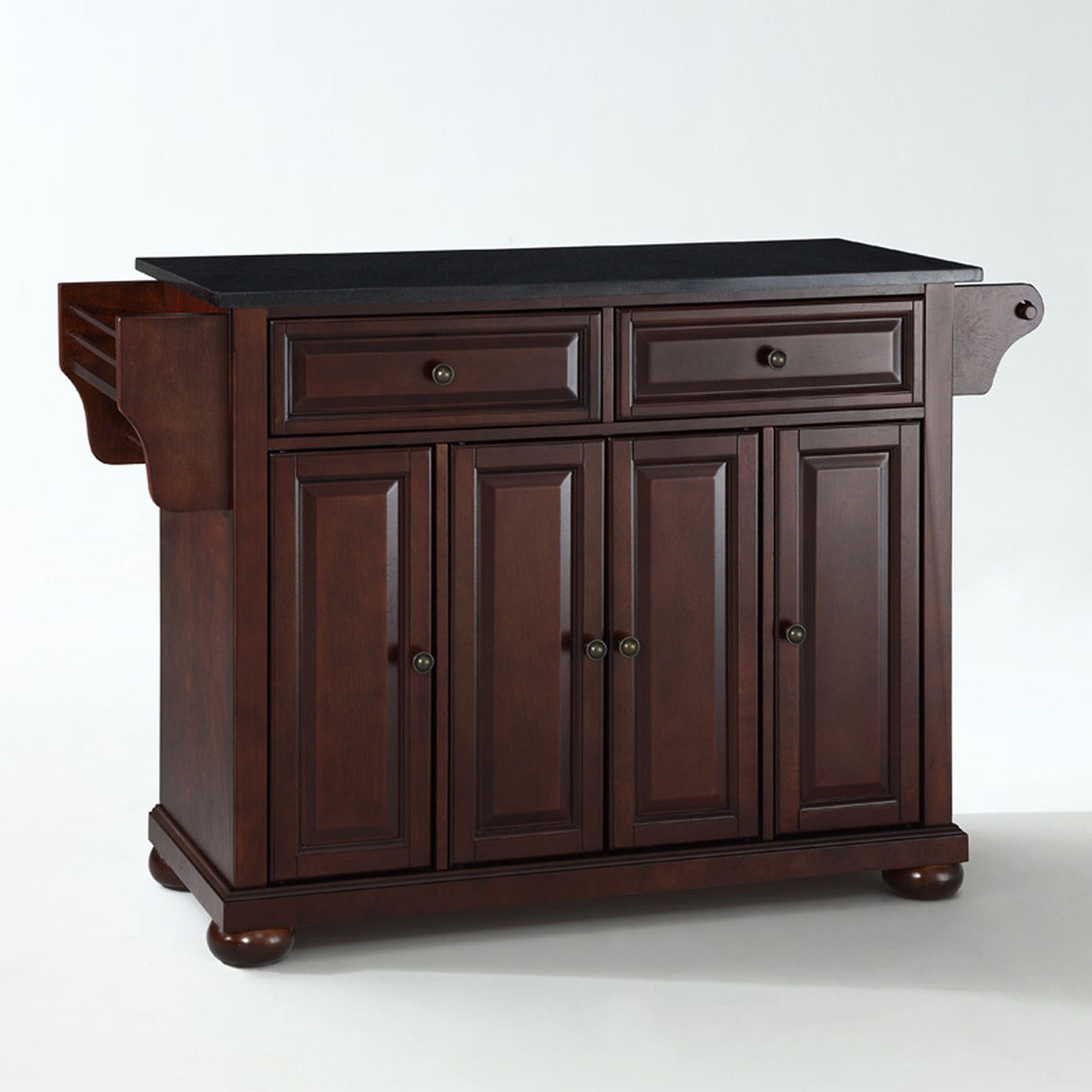 The appearance of Alexandria Granite Top Full Size Kitchen Island/Cart In Black and Mahogany designed by Crosley Brands in the traditional interior design. This black and mahogany piece of furniture was selected by 1StopBedrooms from Alexandria Collection to add a touch of cosiness and style into your home. Sku: CF3001-MA;CF0301-BG;CF0101-MA. Material: Solid Granite.