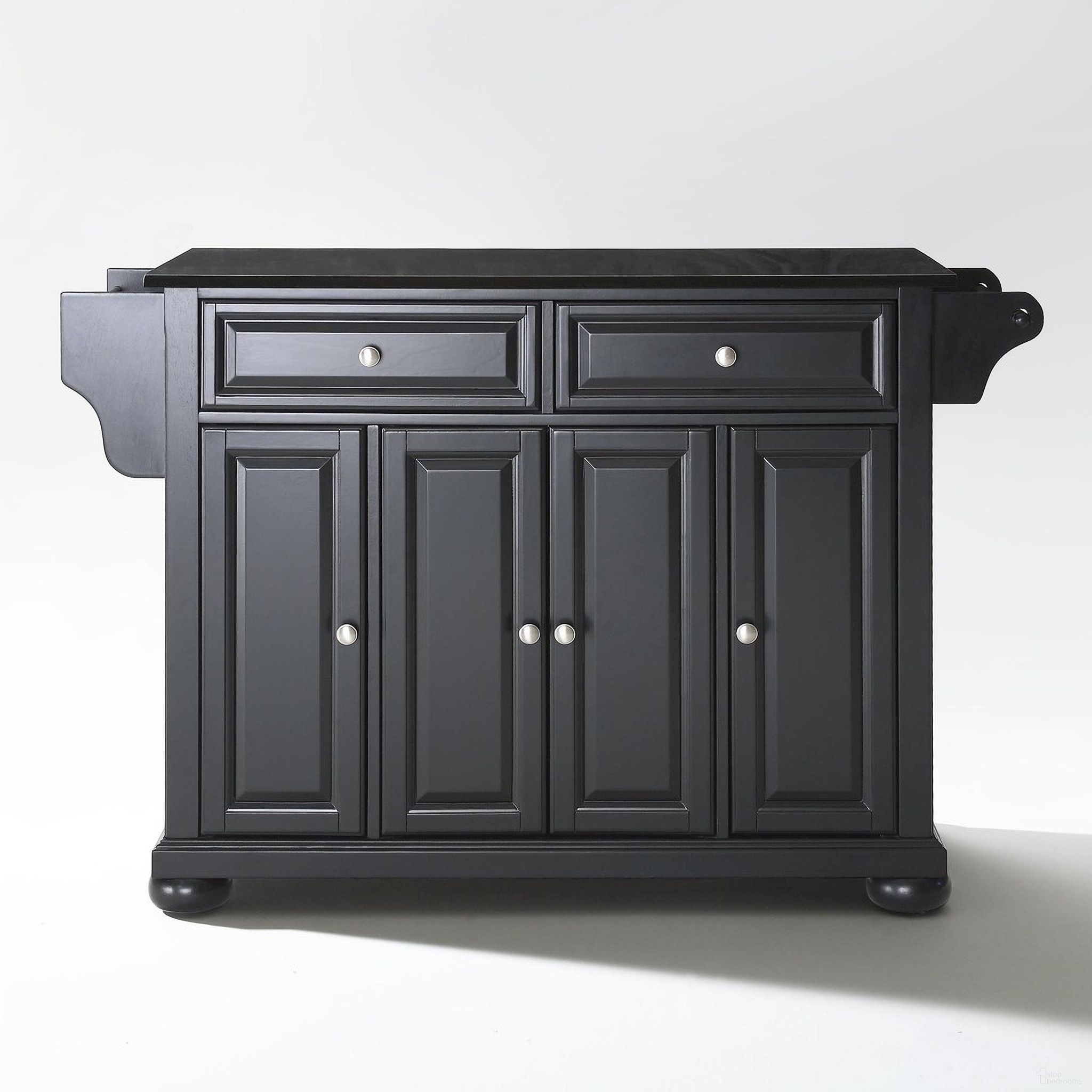 The appearance of Alexandria Granite Top Full Size Kitchen Island/Cart In Black designed by Crosley Brands in the traditional interior design. This black piece of furniture  was selected by 1StopBedrooms from Alexandria Collection to add a touch of cosiness and style into your home. Sku: CF3001-BK;CF0301-BG;CF0101-BK. Material: Solid Granite.