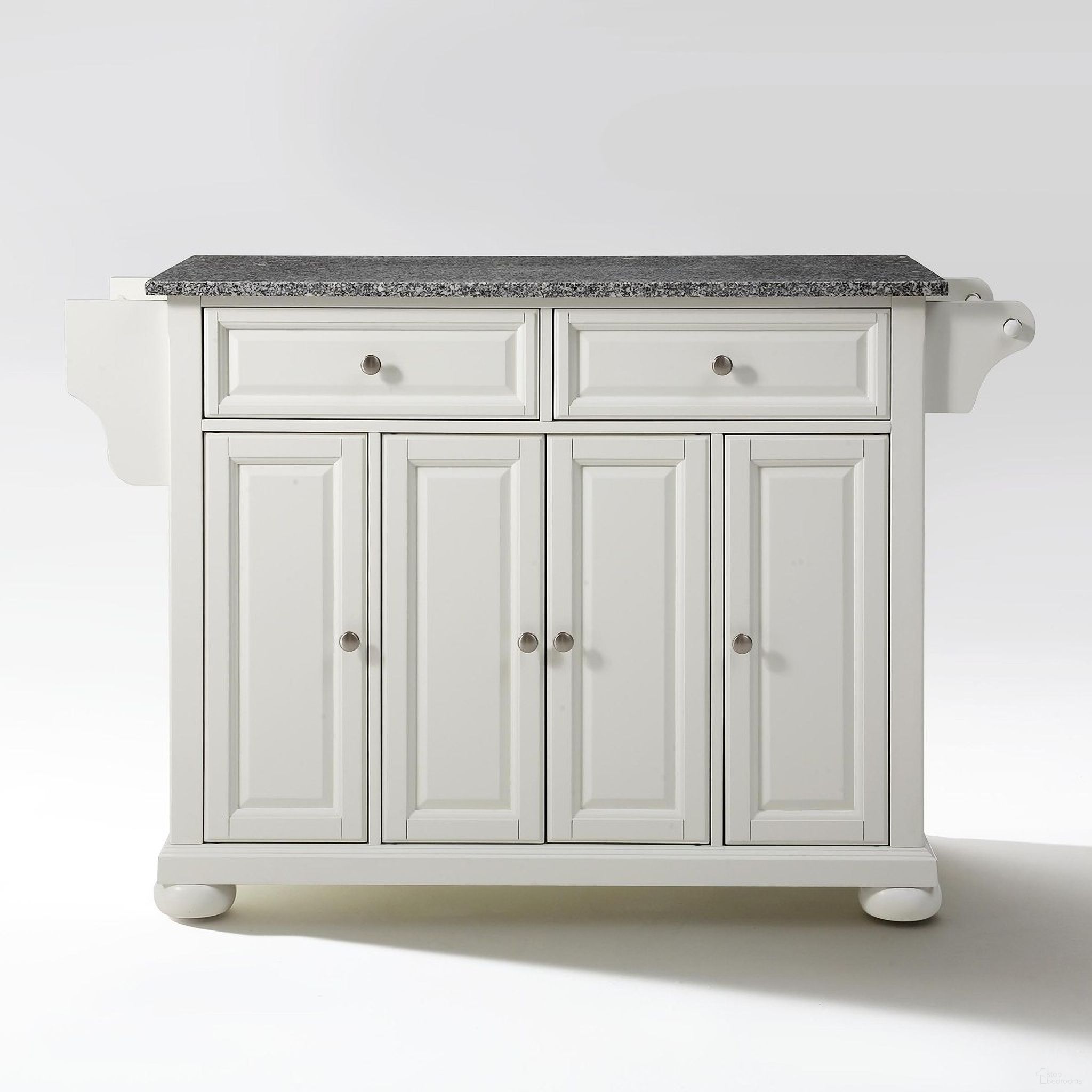 Alexandria Granite Top Full Size Kitchen Island/Cart In White and Gray