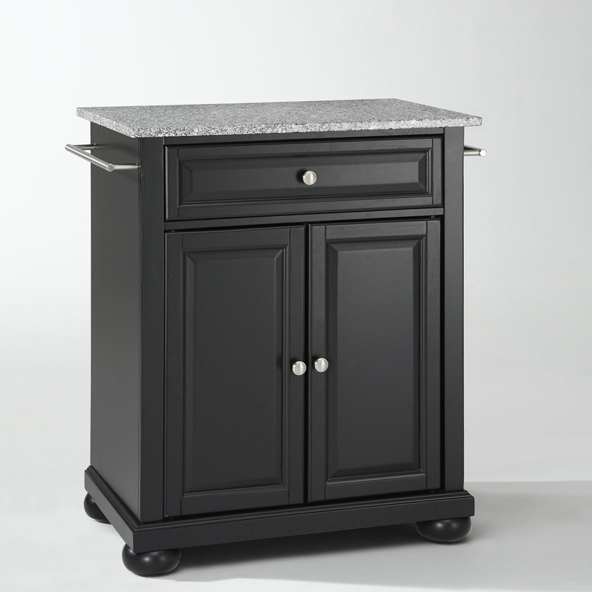 The appearance of Alexandria Granite Top Portable Kitchen Island/Cart In Black and Gray designed by Crosley Brands in the traditional interior design. This black and gray piece of furniture was selected by 1StopBedrooms from Alexandria Collection to add a touch of cosiness and style into your home. Sku: CF3002-BK;CF0401-GG;CF0101-BK. Material: Solid Granite.