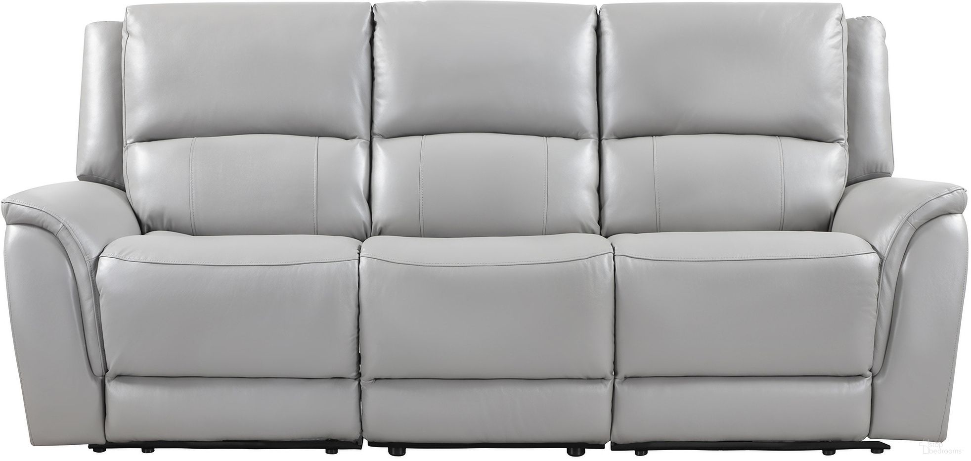 The appearance of Alexandria Leather Power Reclining Sofa In Gray designed by Steve Silver in the transitional interior design. This gray piece of furniture was selected by 1StopBedrooms from Alexandria Collection to add a touch of cosiness and style into your home. Sku: ALX70629LRT;ALX70629RRT;ALX70629ACT. Material: MDF.