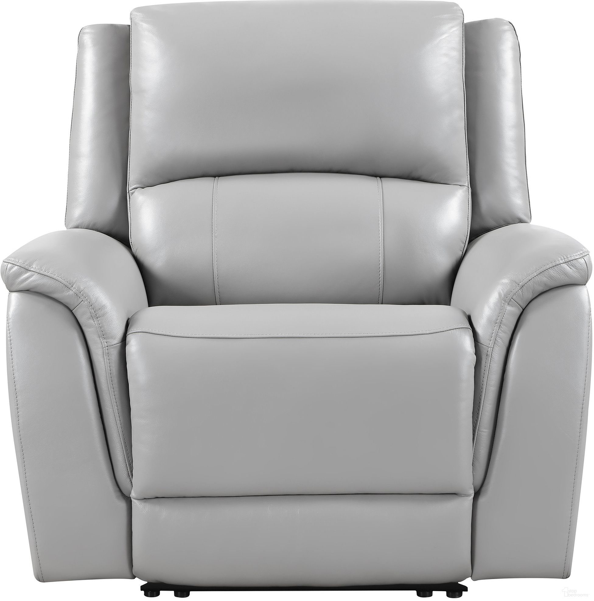 The appearance of Alexandria Power Recliner In Stone designed by Steve Silver in the transitional interior design. This stone piece of furniture  was selected by 1StopBedrooms from Alexandria Collection to add a touch of cosiness and style into your home. Sku: ALX70629RT. Material: Genuine Leather.