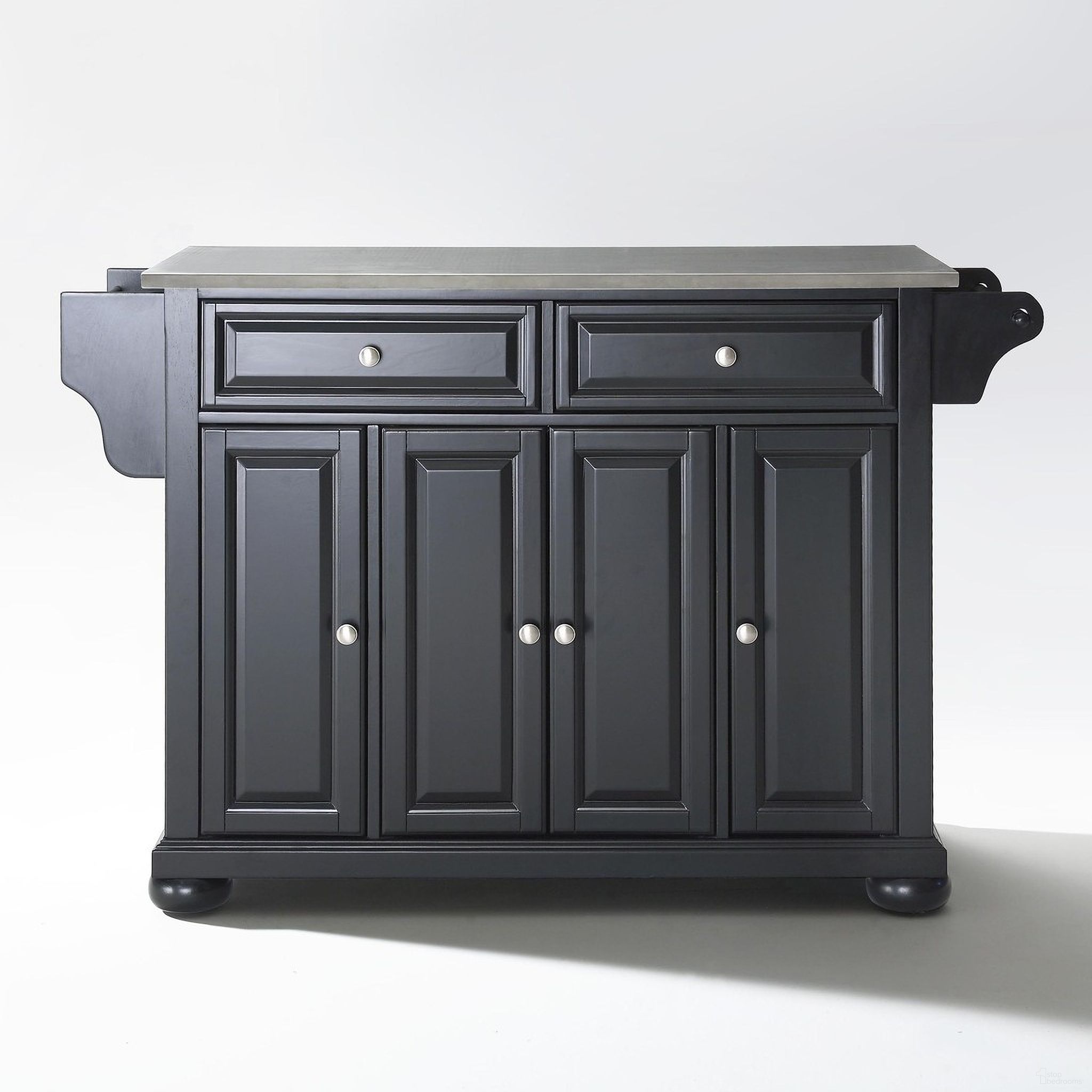 The appearance of Alexandria Stainless Steel Top Full Size Kitchen Island/Cart In Black designed by Crosley Brands in the traditional interior design. This black and stainless steel piece of furniture was selected by 1StopBedrooms from Alexandria Collection to add a touch of cosiness and style into your home. Sku: CF3001-BK;CF0302-SS;CF0101-BK. Material: Solid Rubberwood.