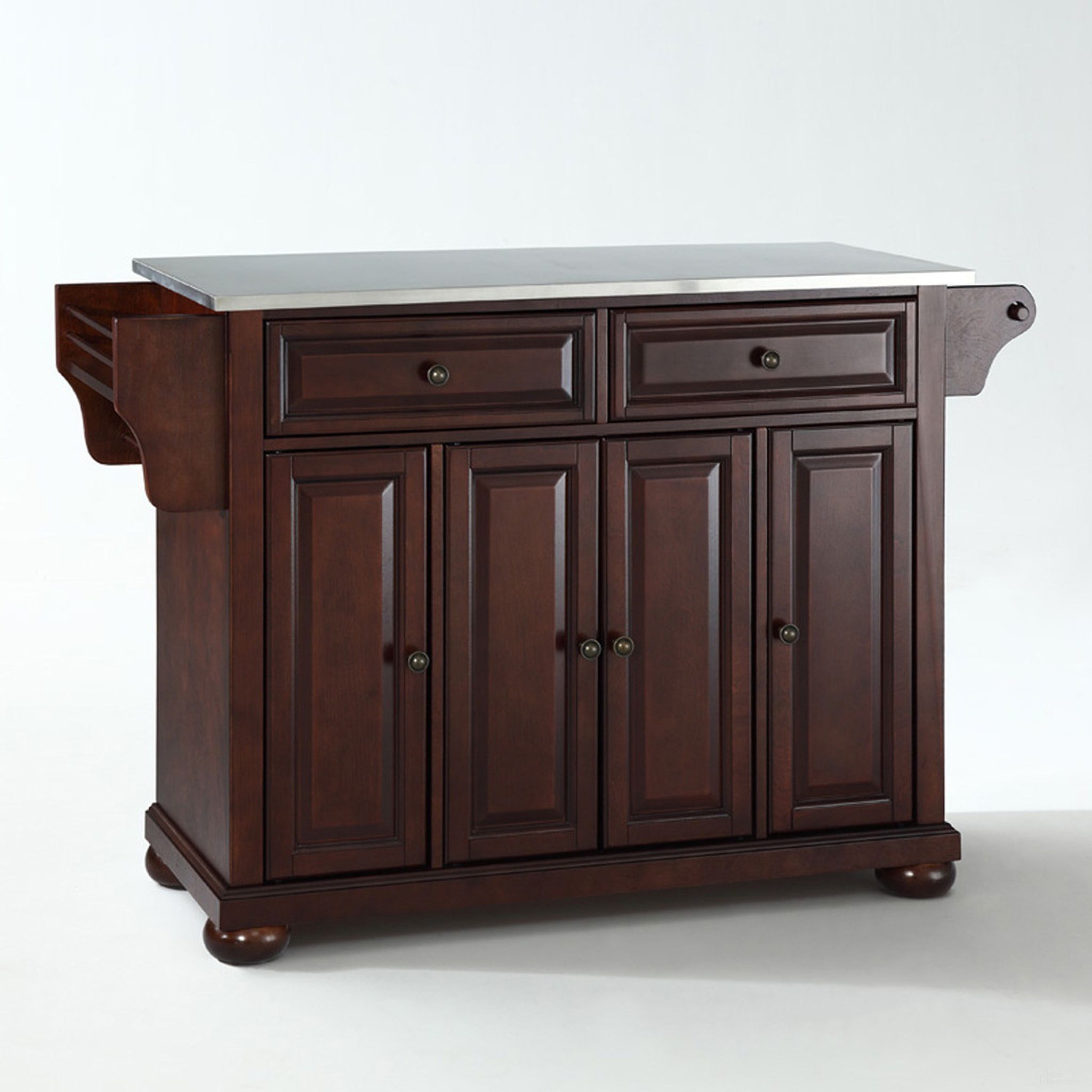 Alexandria Stainless Steel Top Full Size Kitchen Island/Cart In Mahogany
