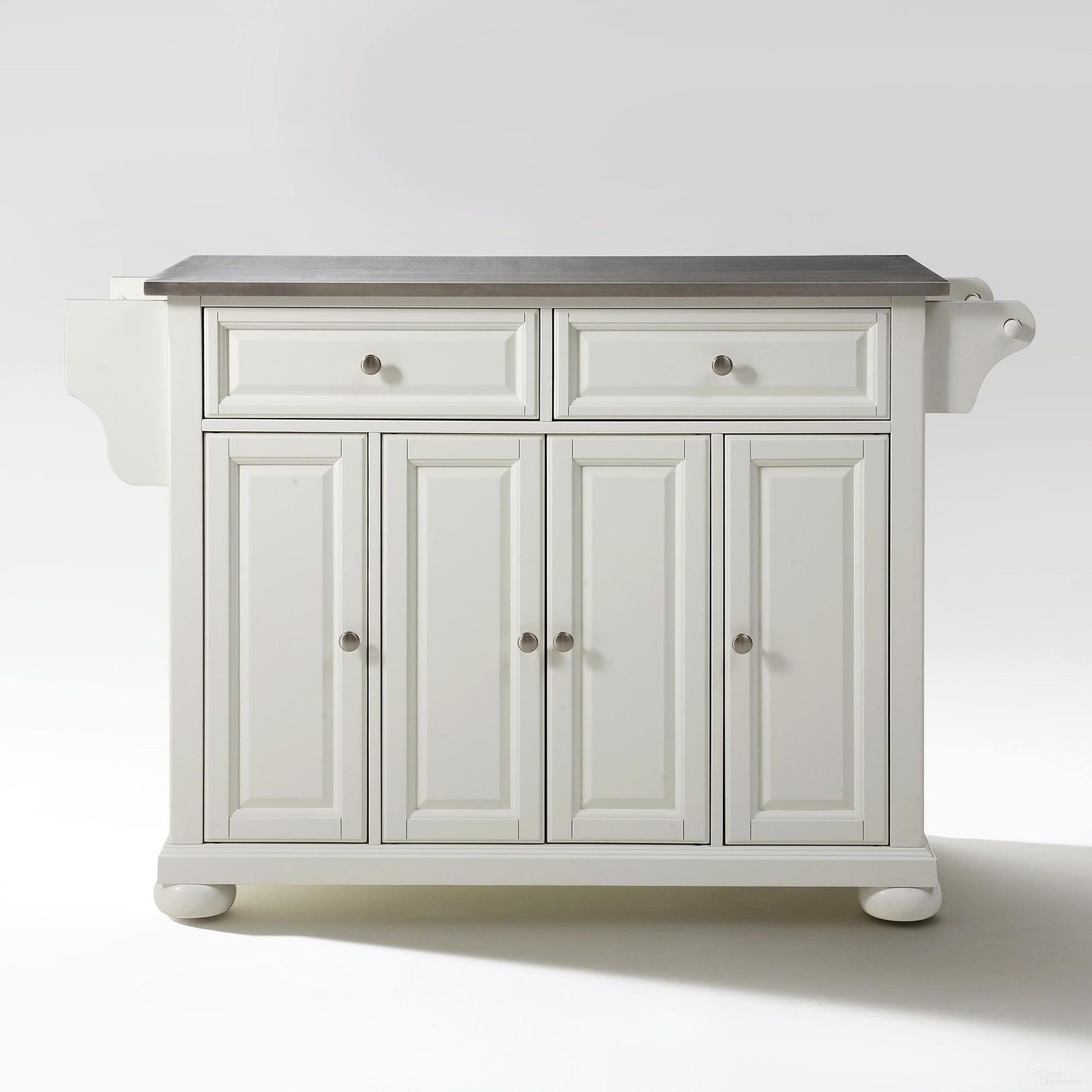 Alexandria Stainless Steel Top Full Size Kitchen Island/Cart In White
