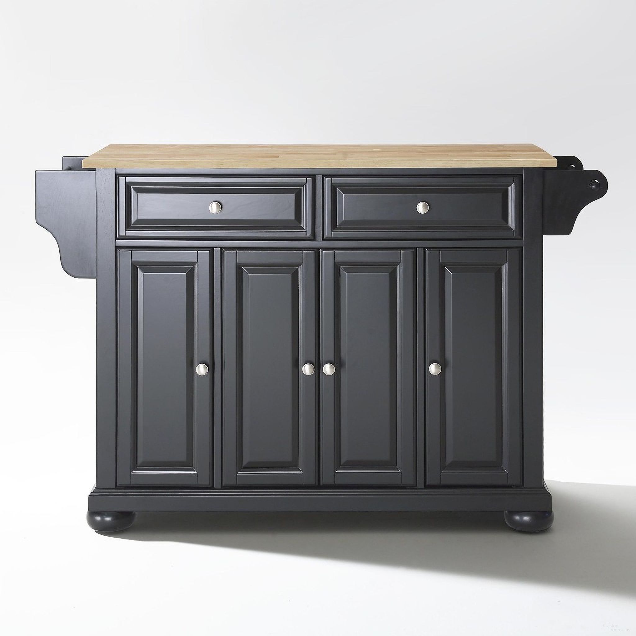 The appearance of Alexandria Wood Top Full Size Kitchen Island/Cart In Black and Natural designed by Crosley Brands in the traditional interior design. This black and natural piece of furniture was selected by 1StopBedrooms from Alexandria Collection to add a touch of cosiness and style into your home. Sku: CF3001-BK;CF0303-NA;CF0101-BK. Material: Solid Hardwood.