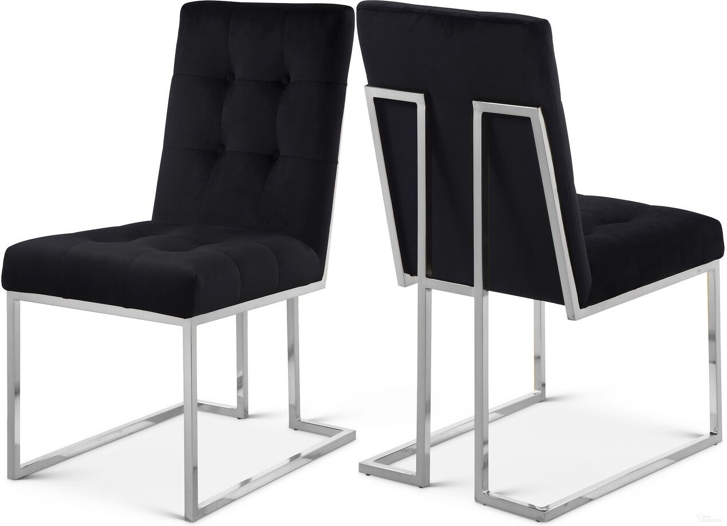 The appearance of Alexis Velvet Dining Chair Set of 2 In Black designed by Meridian in the modern / contemporary interior design. This black piece of furniture was selected by 1StopBedrooms from Alexis Collection to add a touch of cosiness and style into your home. Sku: 731Black-C. Material: Velvet. Chair Type: Side Chair.
