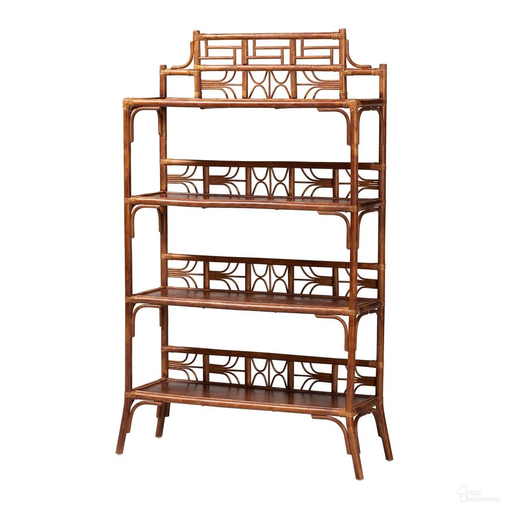 Aleya Marbled Tortoise Natural Rattan Display Shelf In Brown