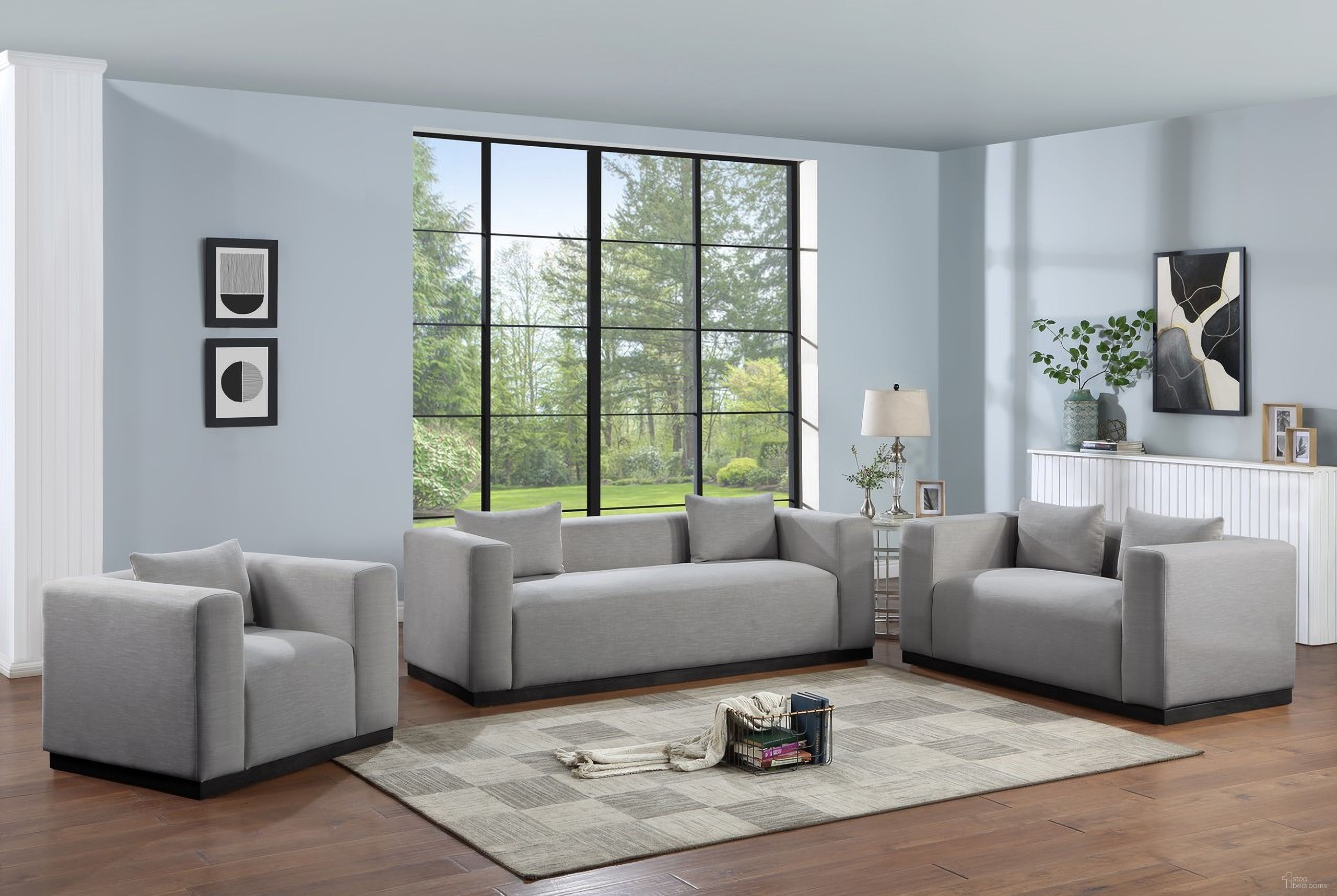 The appearance of Alfie Living Room Set In Grey designed by Meridian in the modern / contemporary interior design. This grey piece of furniture was selected by 1StopBedrooms from Alfie Collection to add a touch of cosiness and style into your home. Sku: 642Grey-S;642Grey-L. Material: Rubberwood.